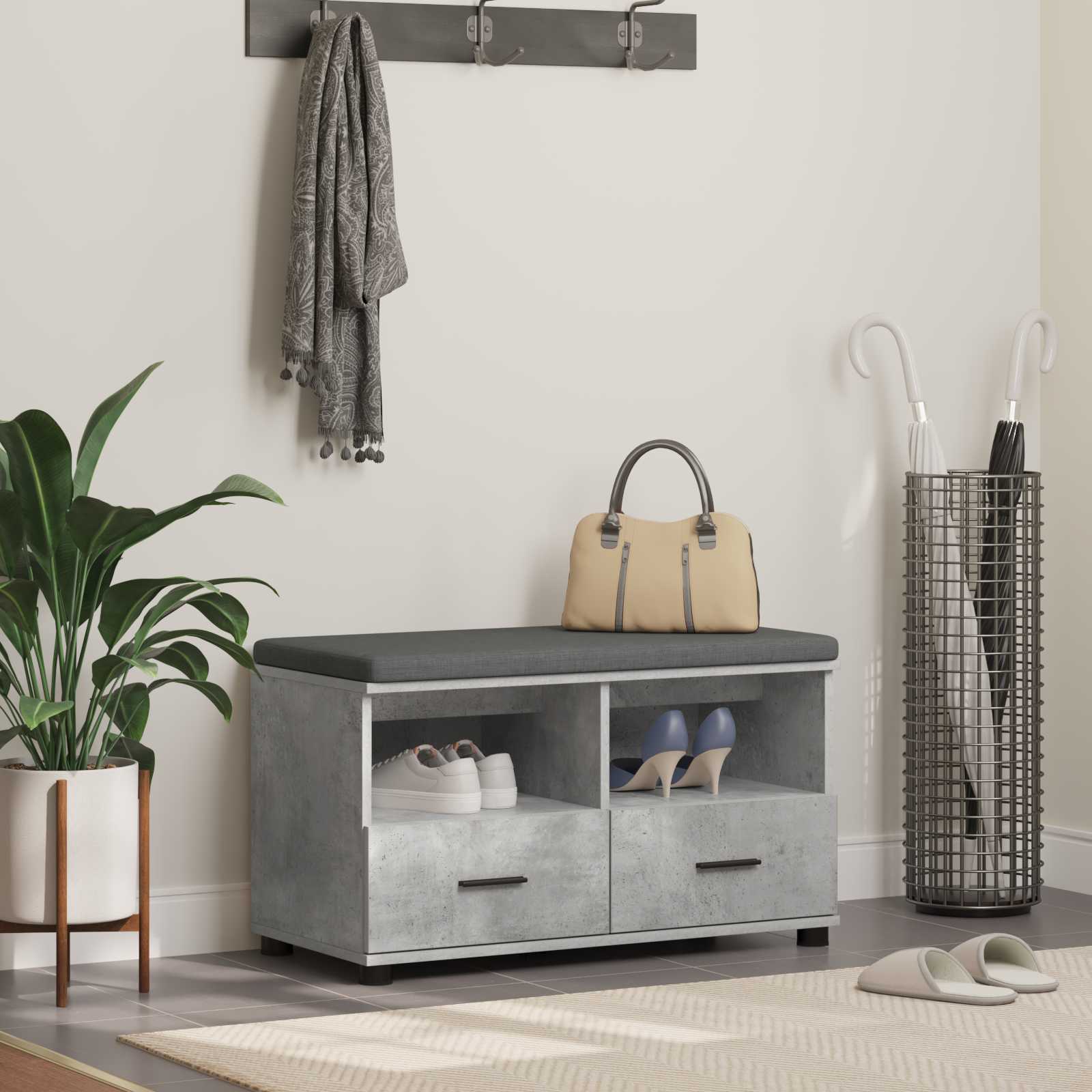 vidaXL Halbank Wit 60 x 38 x 46 cm Spaanplaat en Bekledingsstof