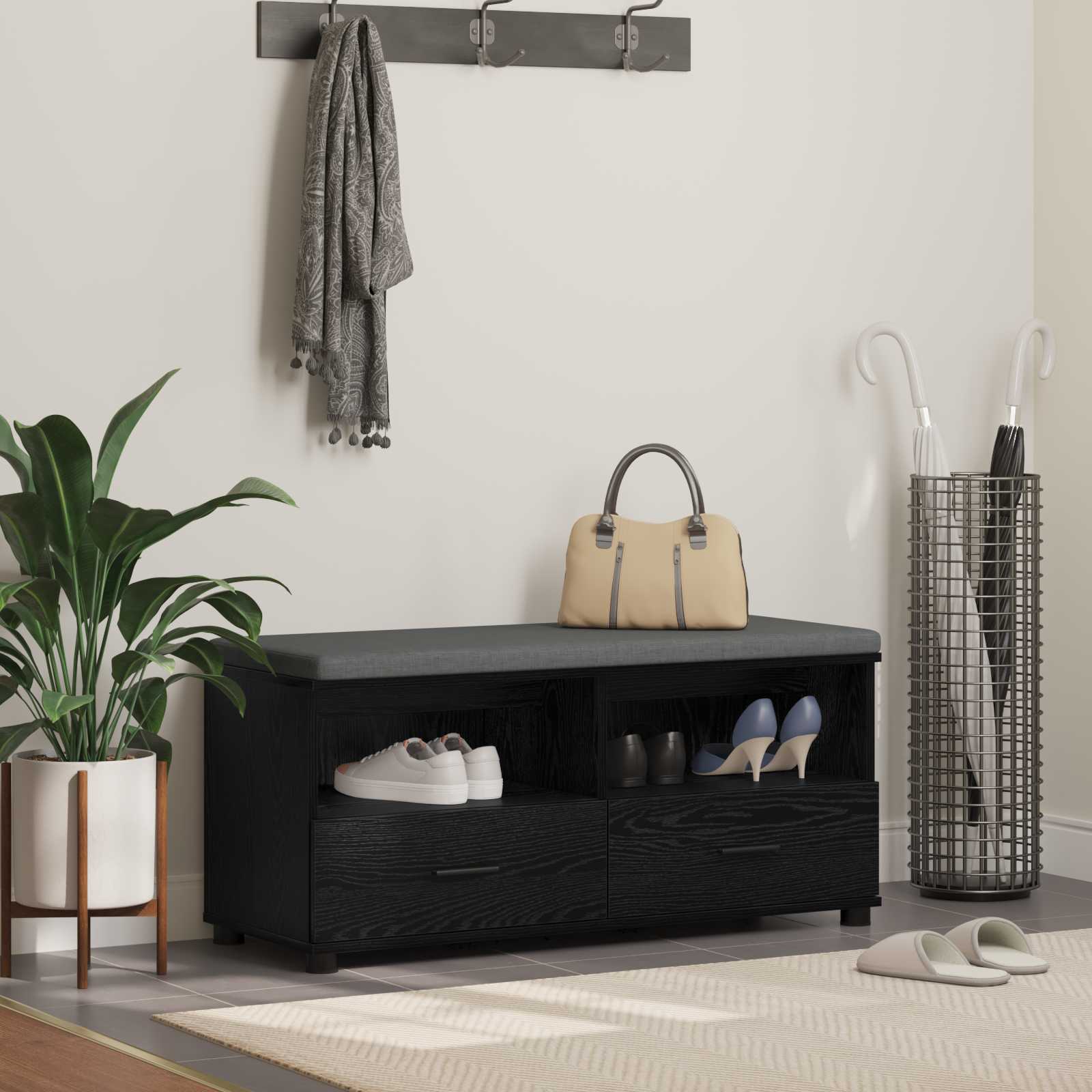 vidaXL Halbank Wit 60 x 38 x 46 cm Spaanplaat en Bekledingsstof