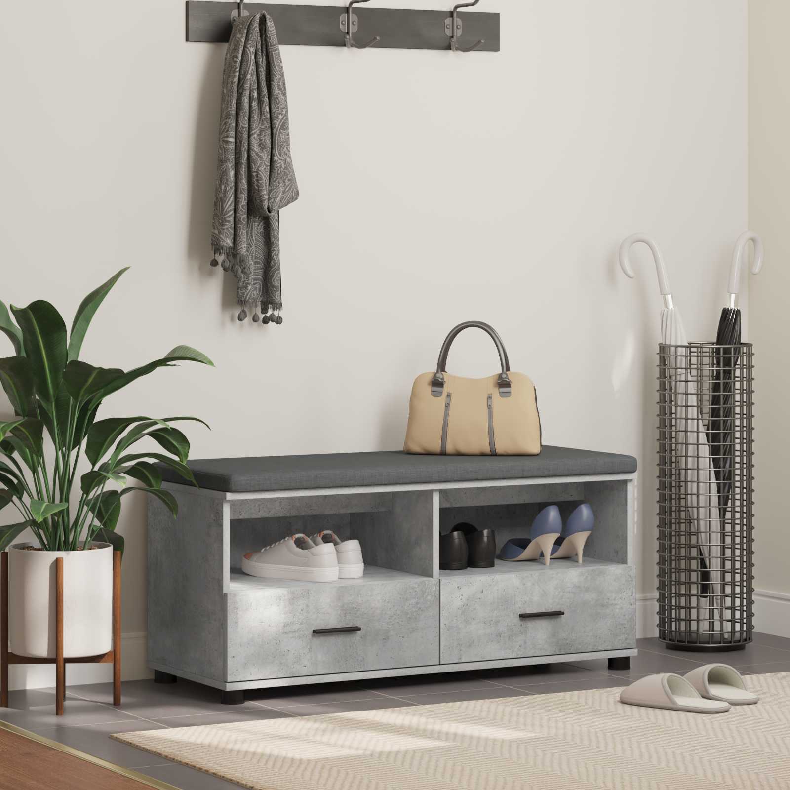 vidaXL Halbank Wit 60 x 38 x 46 cm Spaanplaat en Bekledingsstof