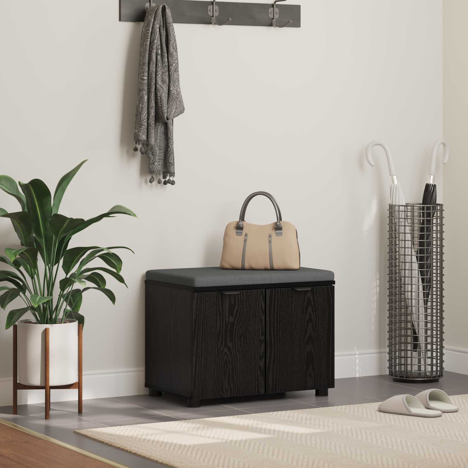 vidaXL Halbank met kussen met opslag met de deur Wit 60 x 38 x 46 cm