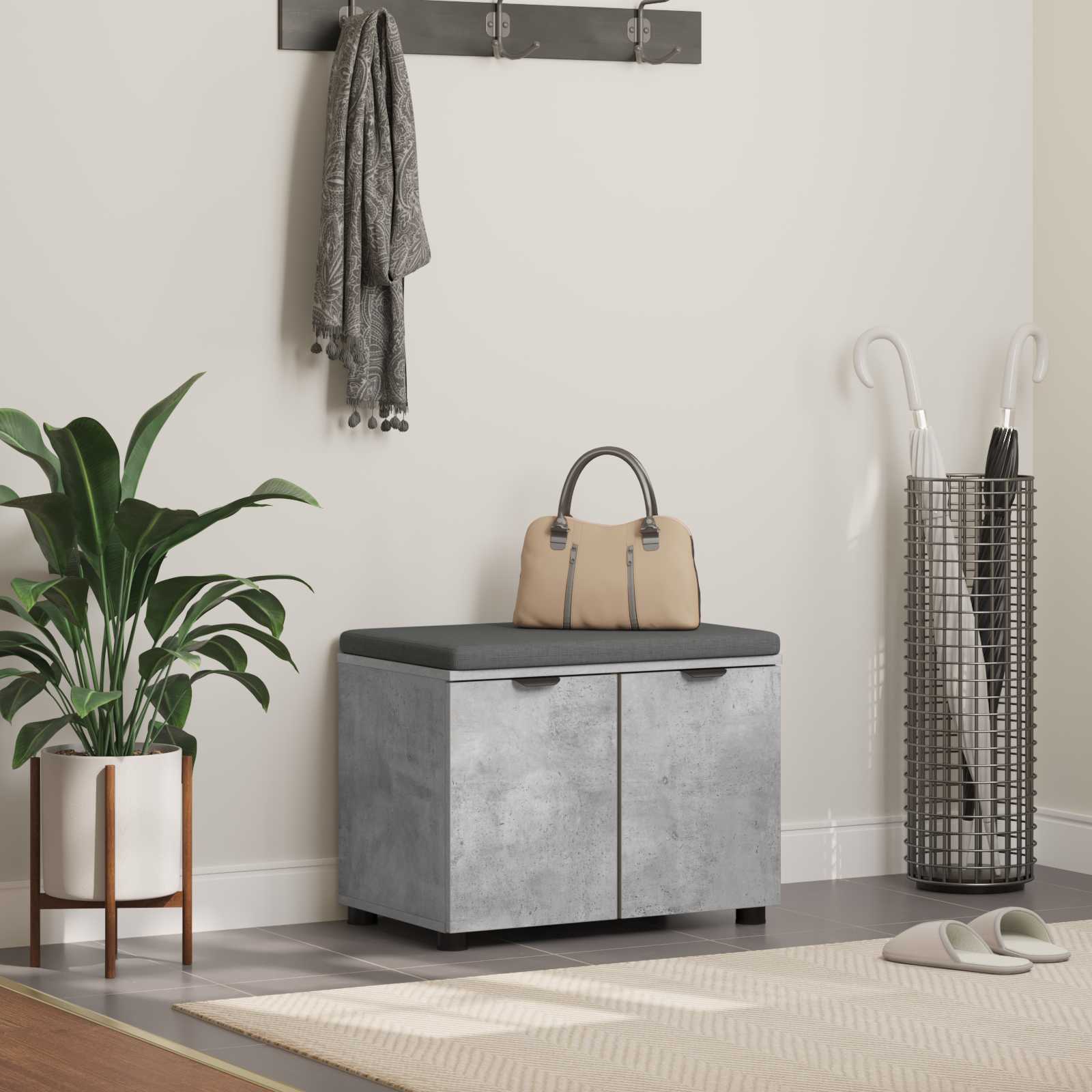vidaXL Halbank met kussen met opslag met de deur Wit 60 x 38 x 46 cm