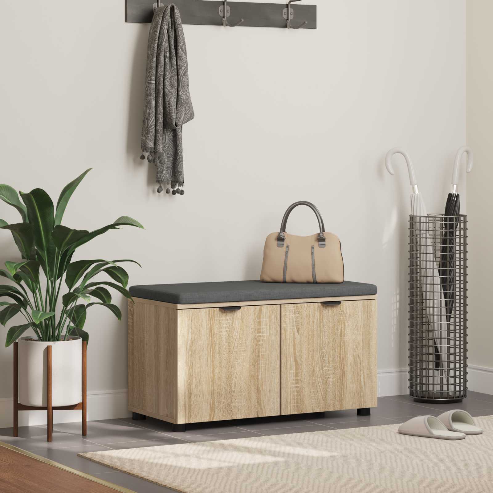 vidaXL Halbank met kussen met opslag met de deur Wit 60 x 38 x 46 cm