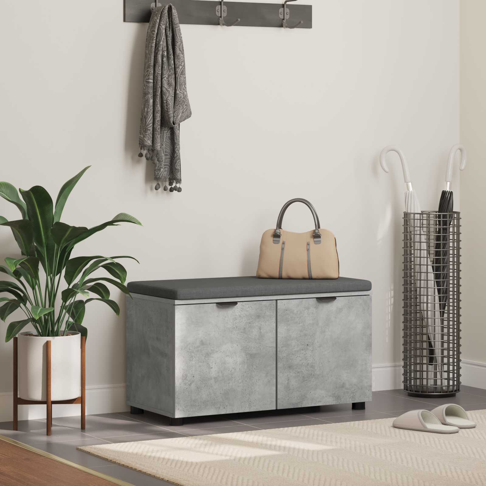 vidaXL Halbank met kussen met opslag met de deur Wit 60 x 38 x 46 cm
