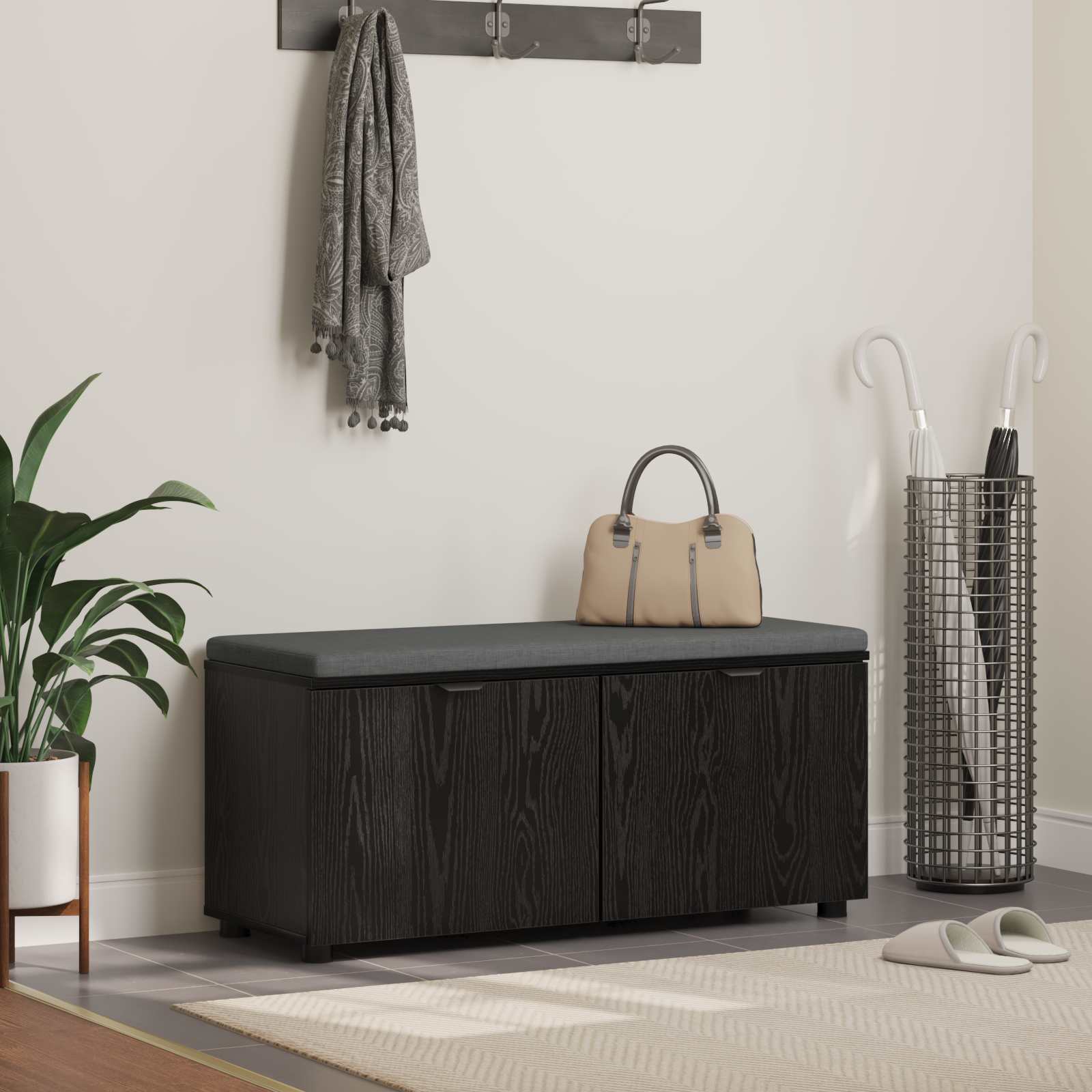 vidaXL Halbank met kussen met opslag met de deur Wit 60 x 38 x 46 cm