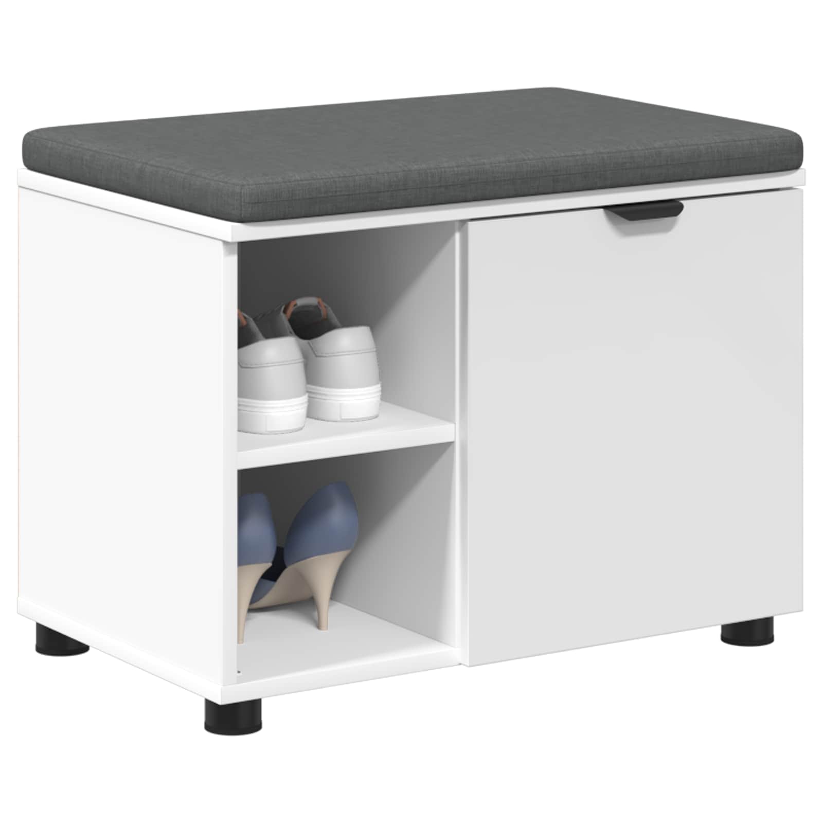 vidaXL Halbank met kussen Effen Wit 60 x 38 x 46 cm