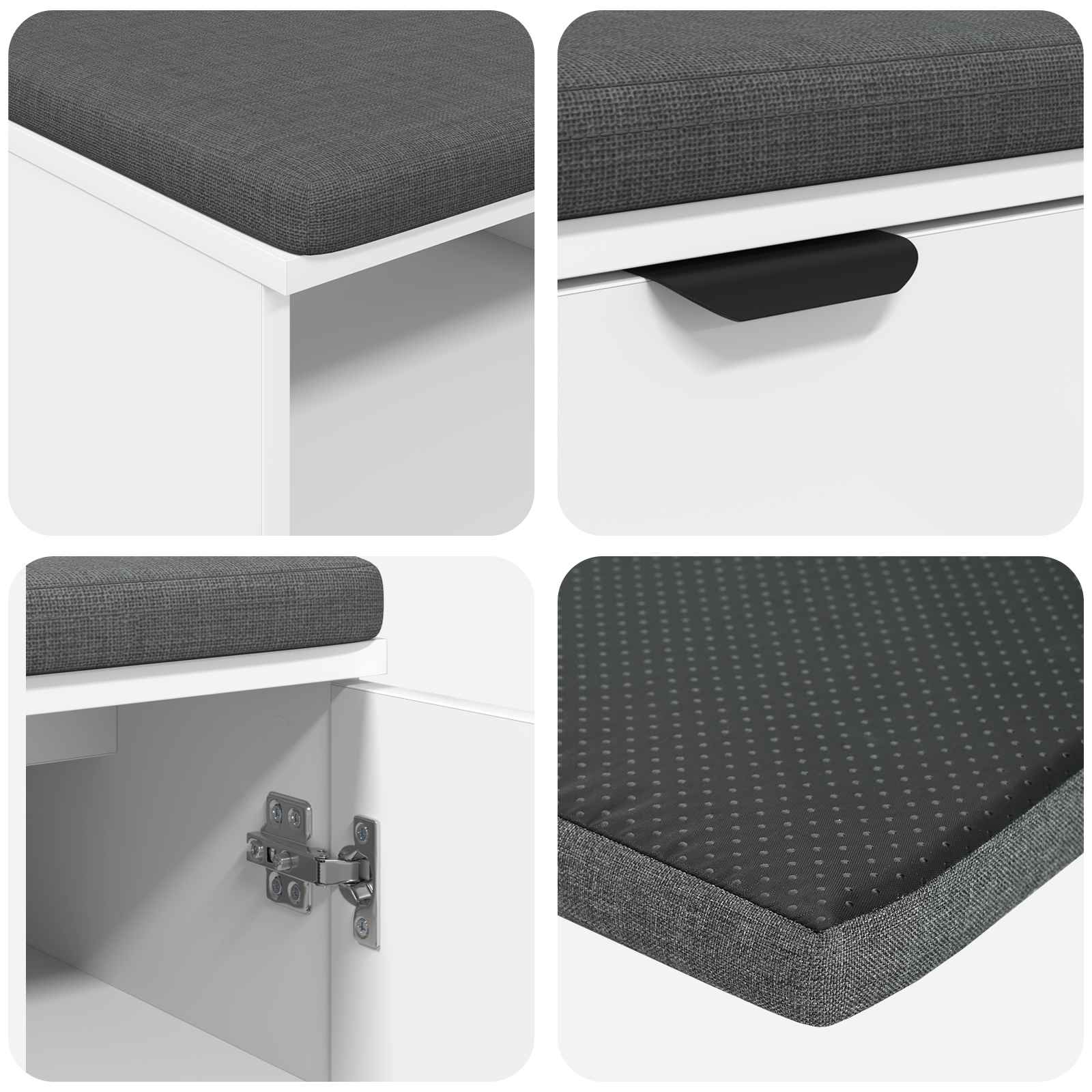 vidaXL Halbank met kussen Effen Wit 60 x 38 x 46 cm