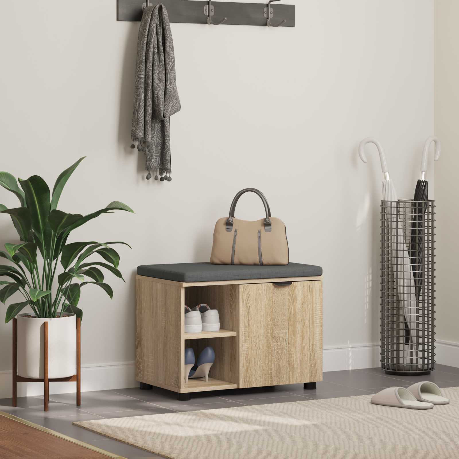 vidaXL Halbank met kussen Effen Wit 60 x 38 x 46 cm
