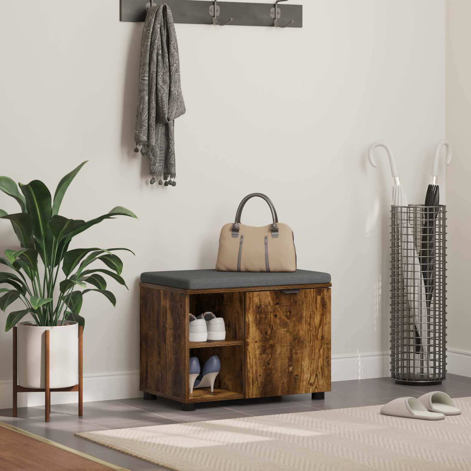 vidaXL Halbank met kussen Effen Wit 60 x 38 x 46 cm
