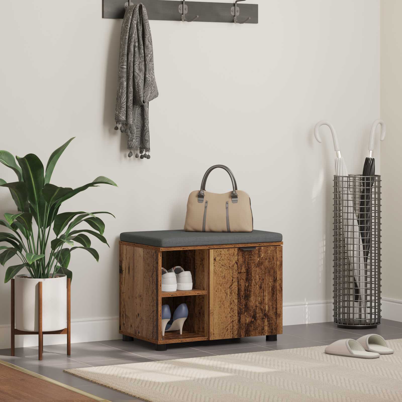 vidaXL Halbank met kussen Effen Wit 60 x 38 x 46 cm