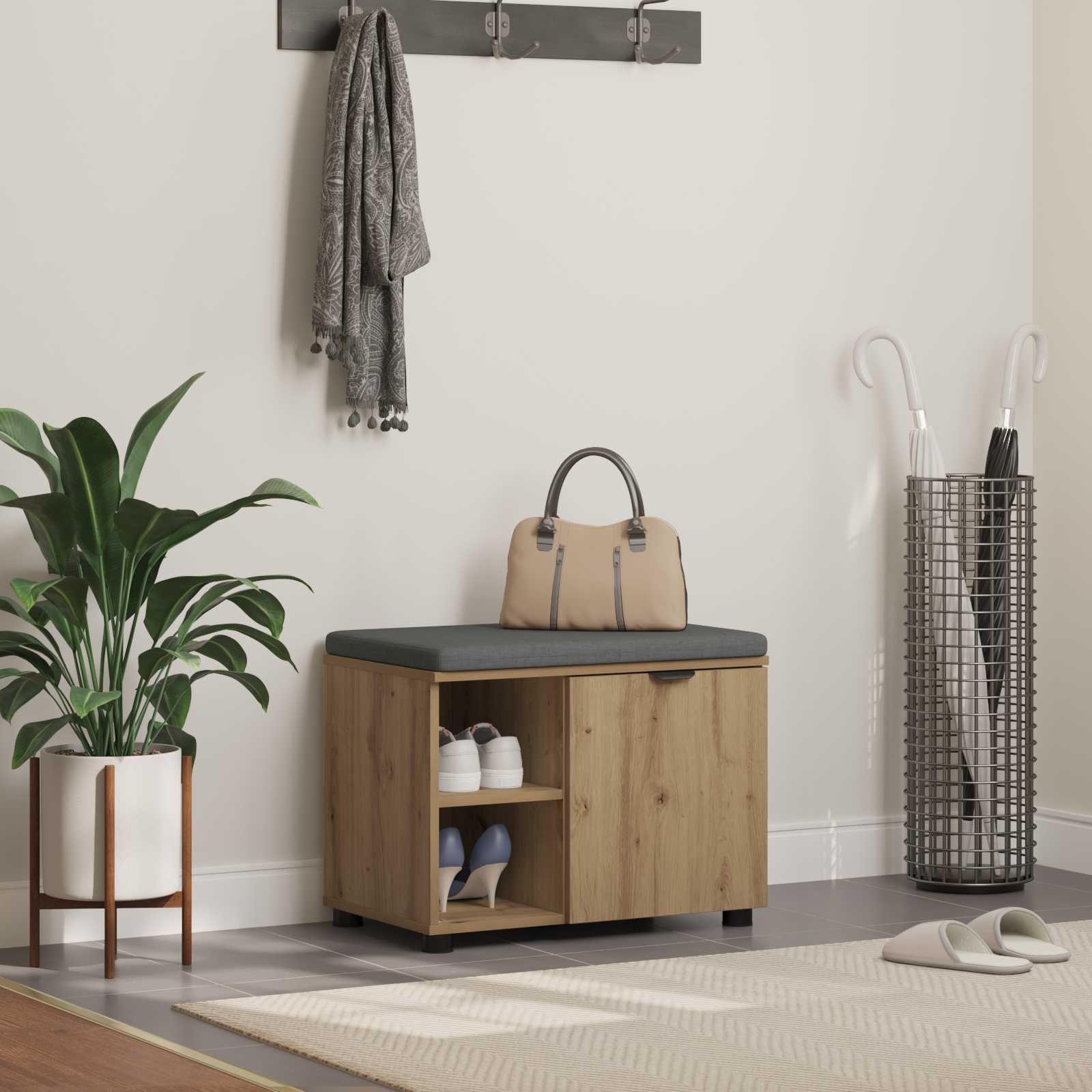 vidaXL Halbank met kussen Effen Wit 60 x 38 x 46 cm