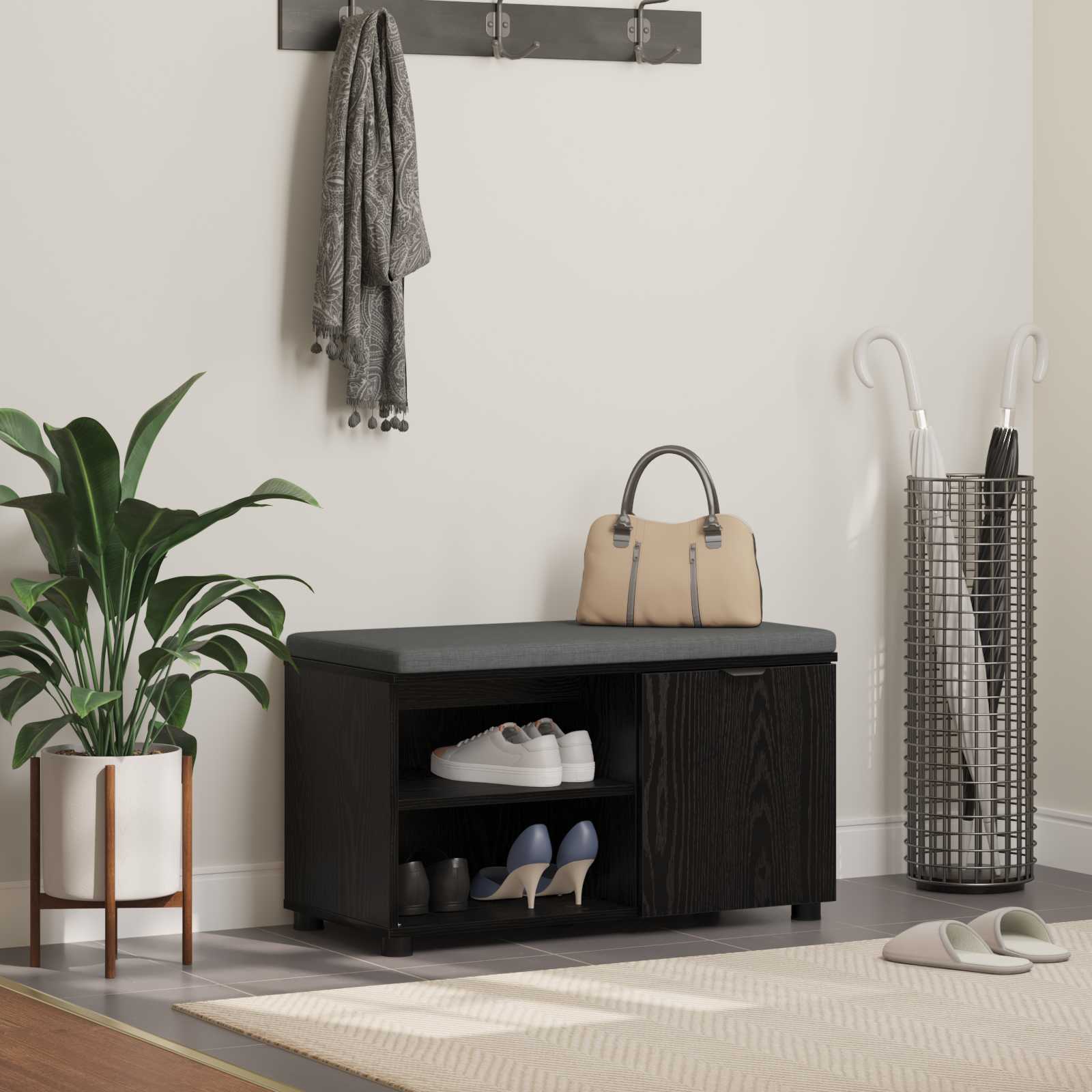 vidaXL Halbank met kussen Effen Wit 60 x 38 x 46 cm