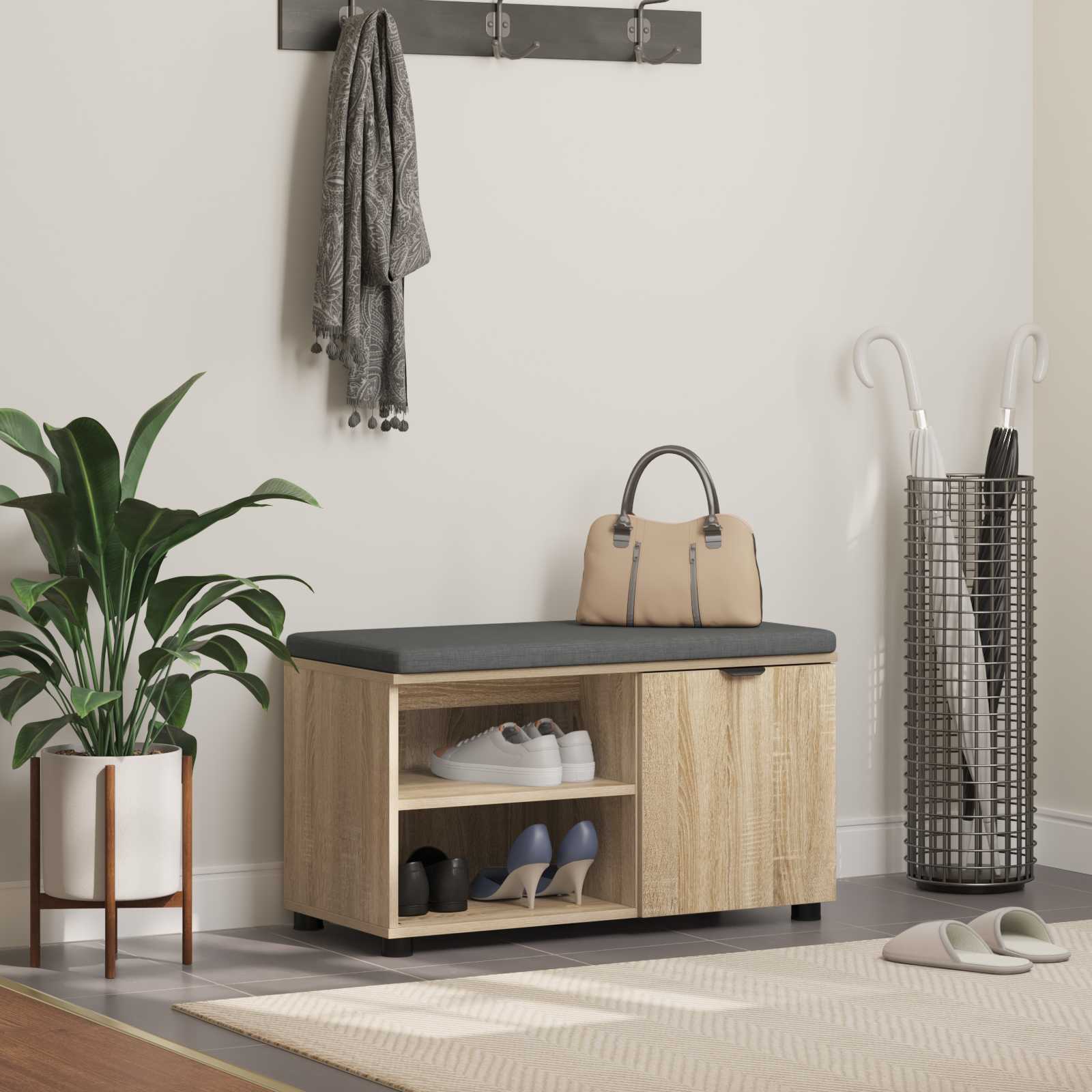 vidaXL Halbank met kussen Effen Wit 60 x 38 x 46 cm