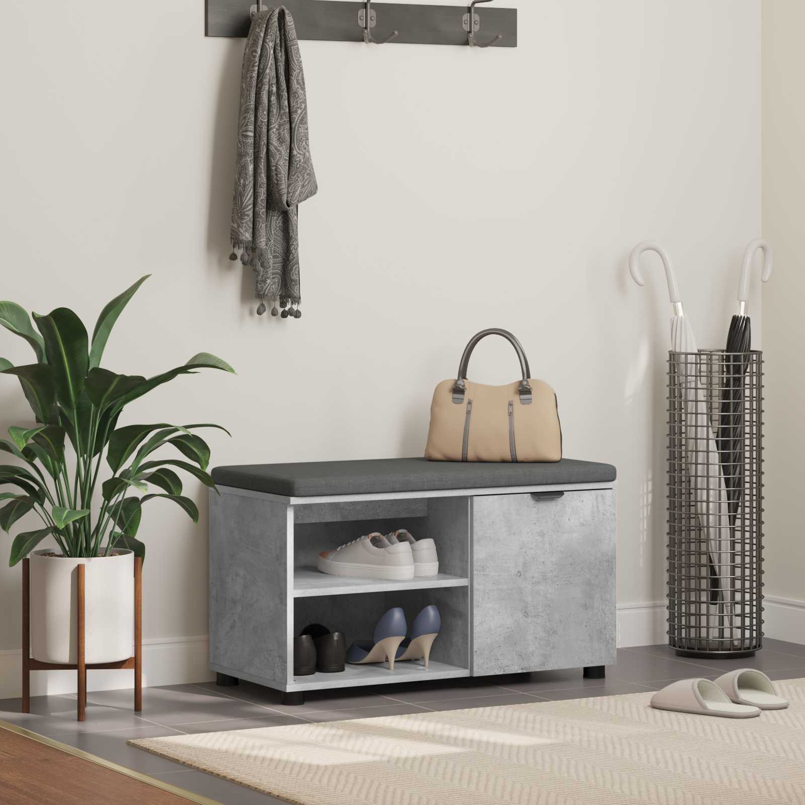 vidaXL Halbank met kussen Effen Wit 60 x 38 x 46 cm