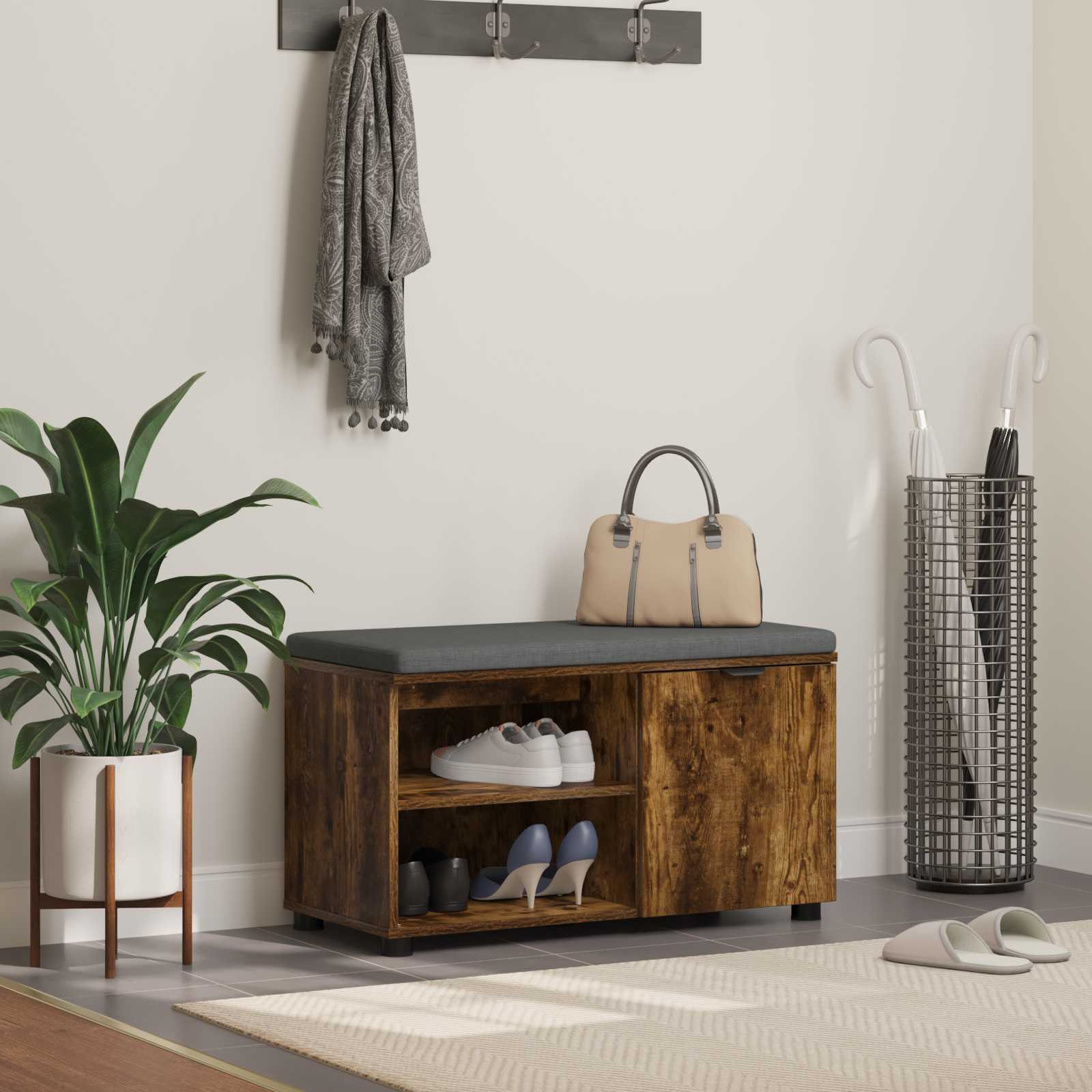 vidaXL Halbank met kussen Effen Wit 60 x 38 x 46 cm