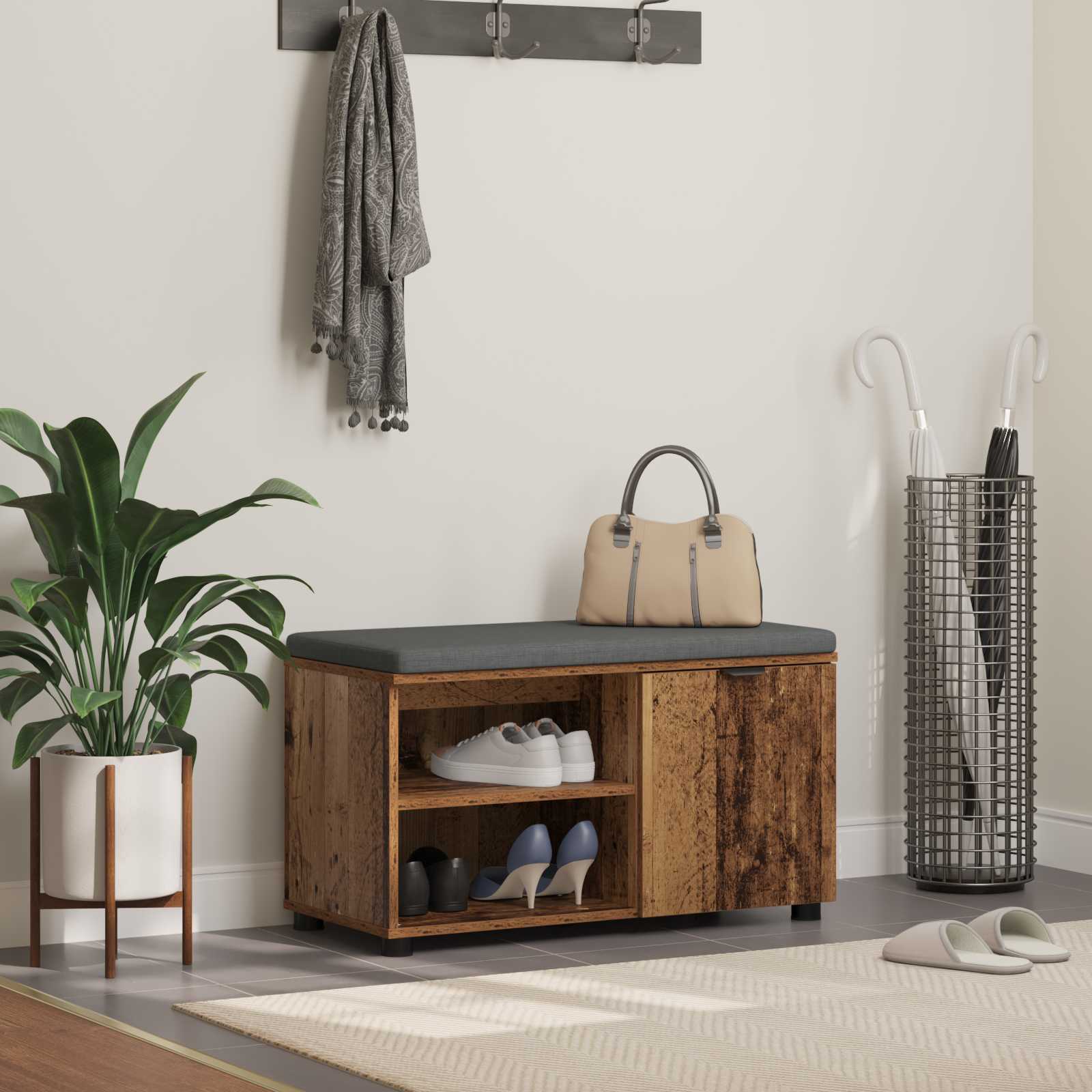 vidaXL Halbank met kussen Effen Wit 60 x 38 x 46 cm