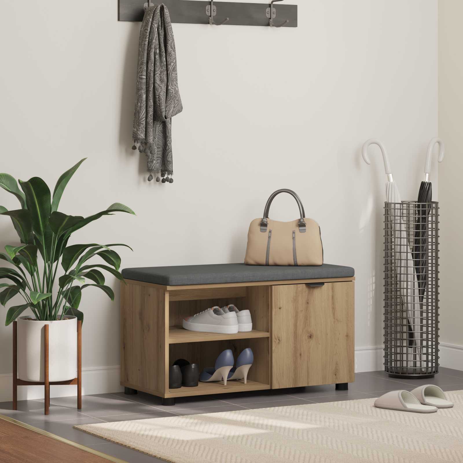 vidaXL Halbank met kussen Effen Wit 60 x 38 x 46 cm