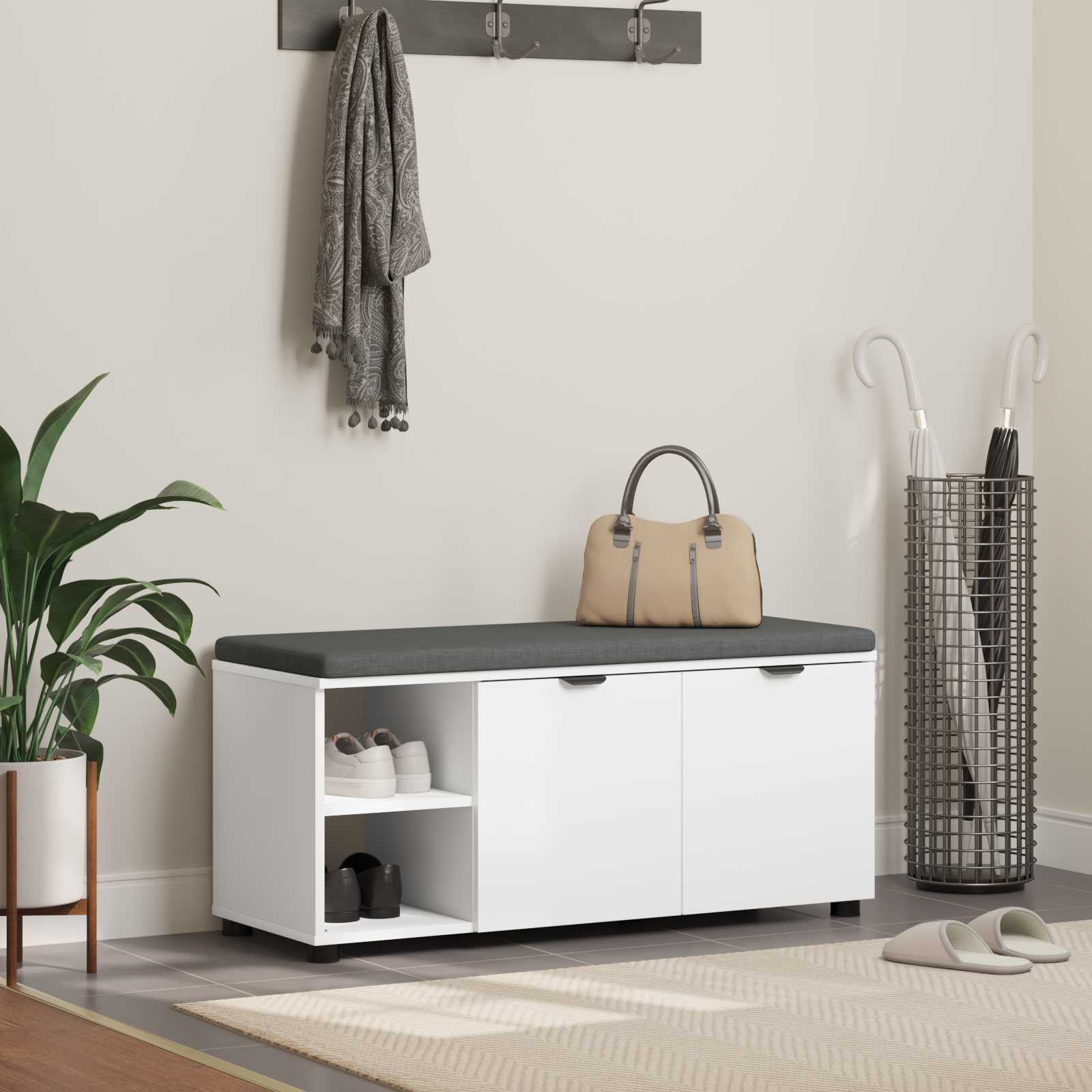 vidaXL Halbank met kussen Effen Wit 60 x 38 x 46 cm