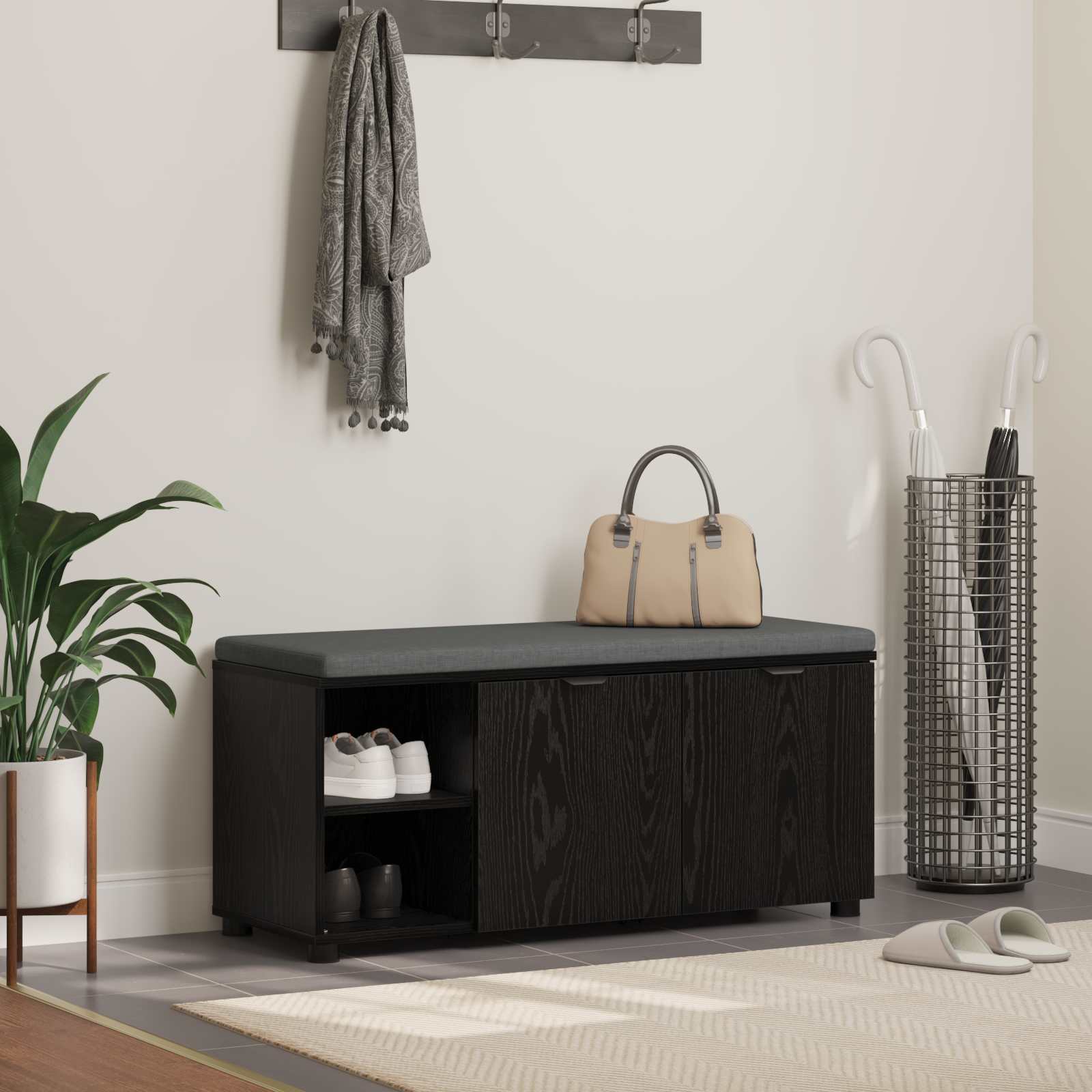 vidaXL Halbank met kussen Effen Wit 60 x 38 x 46 cm