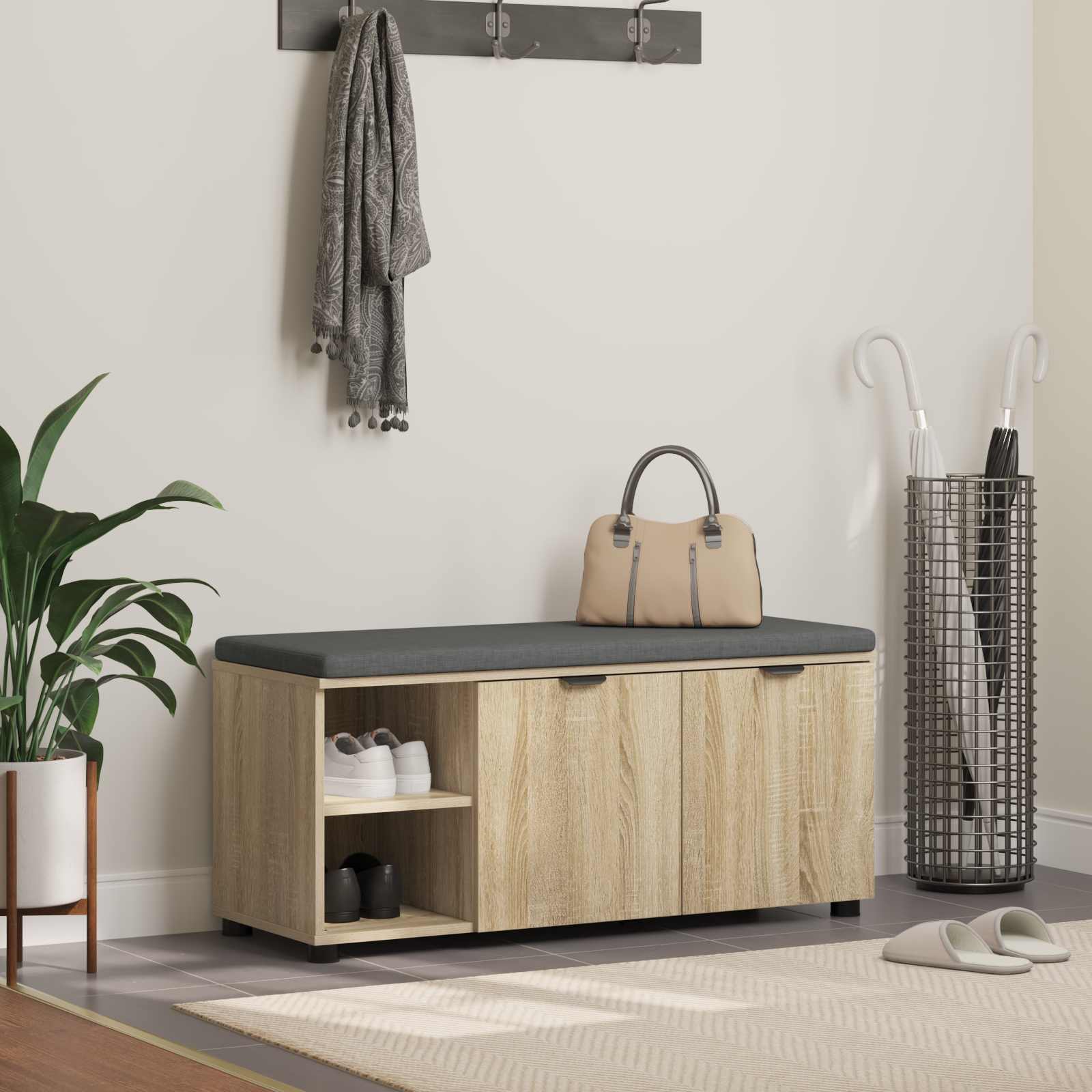 vidaXL Halbank met kussen Effen Wit 60 x 38 x 46 cm