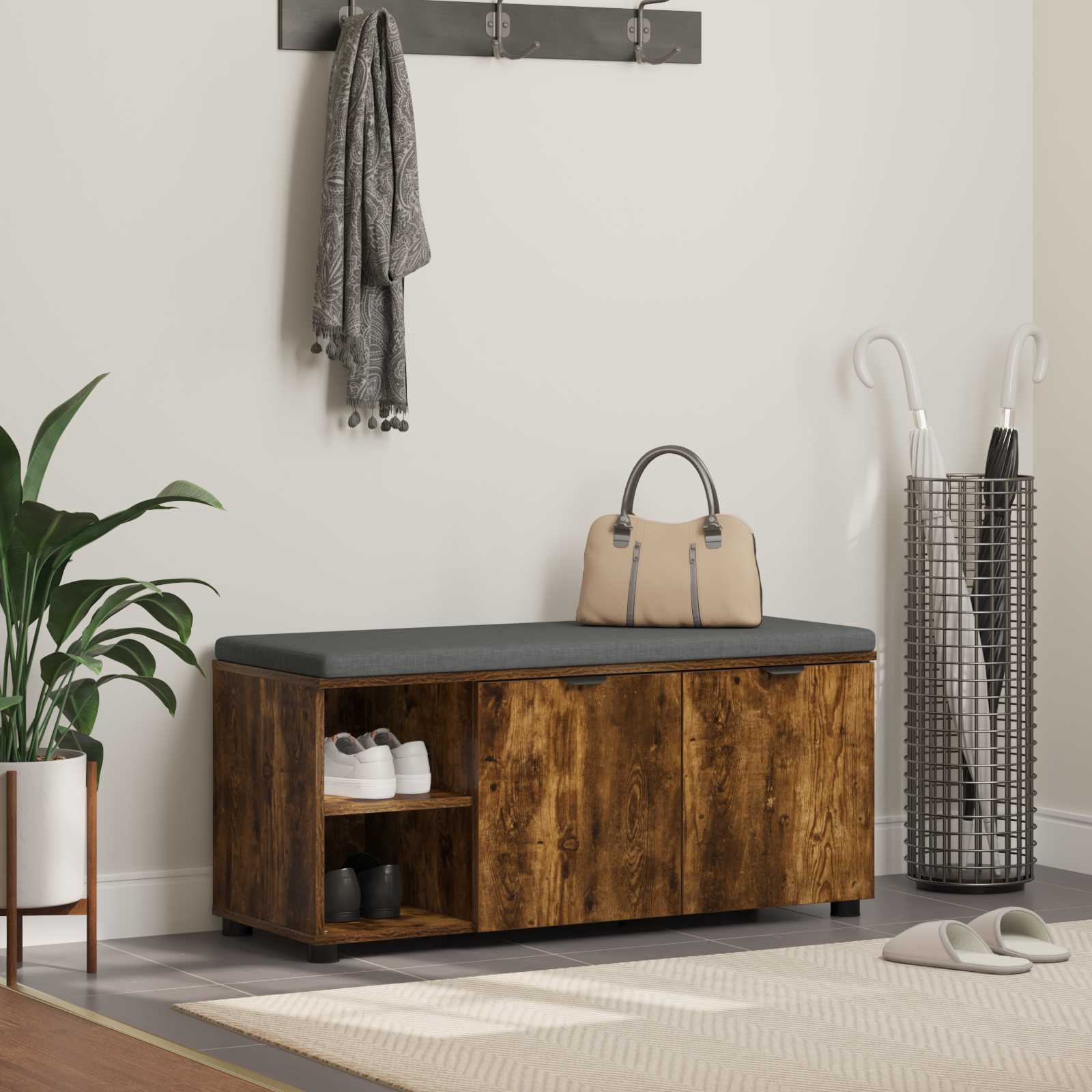 vidaXL Halbank met kussen Effen Wit 60 x 38 x 46 cm