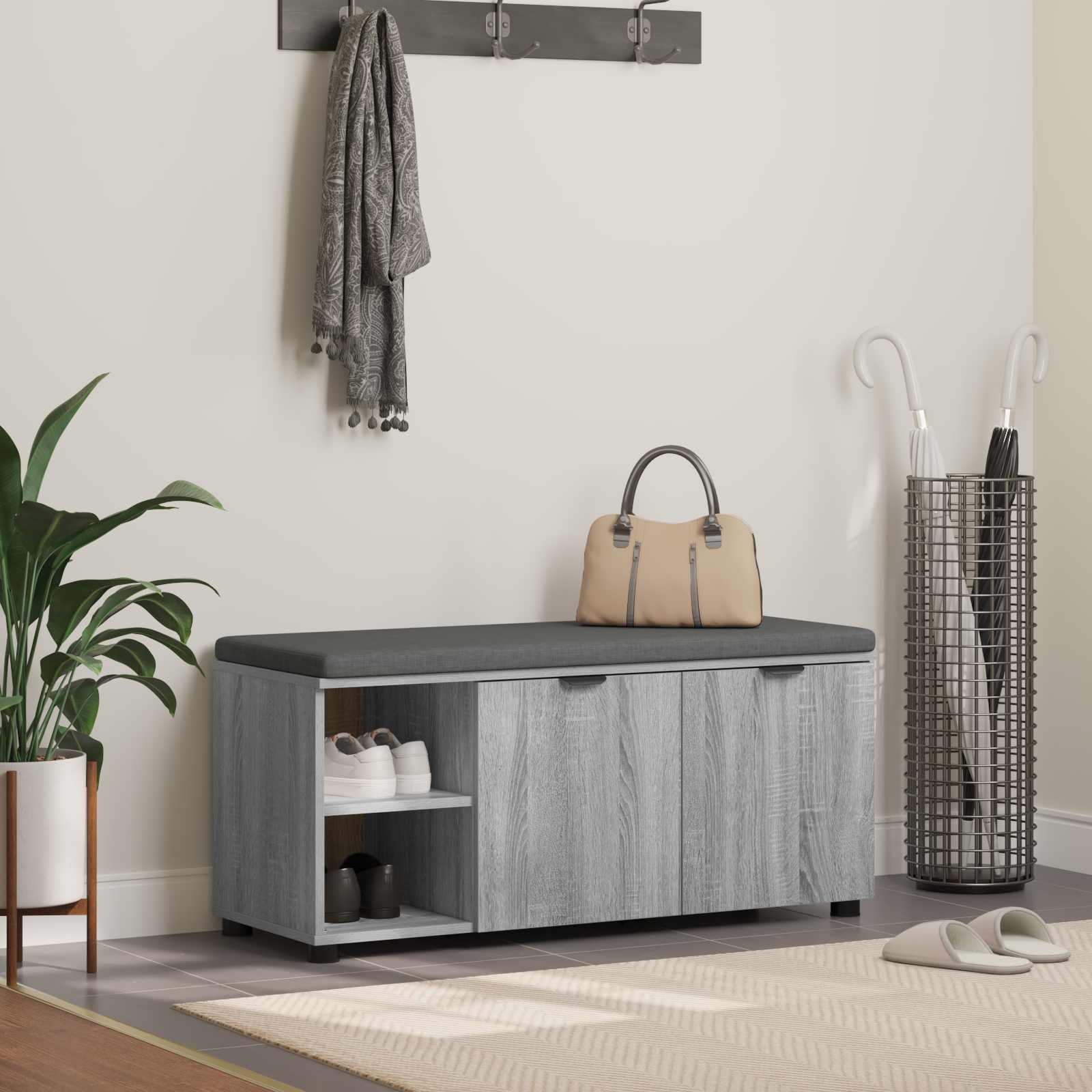vidaXL Halbank met kussen Effen Wit 60 x 38 x 46 cm