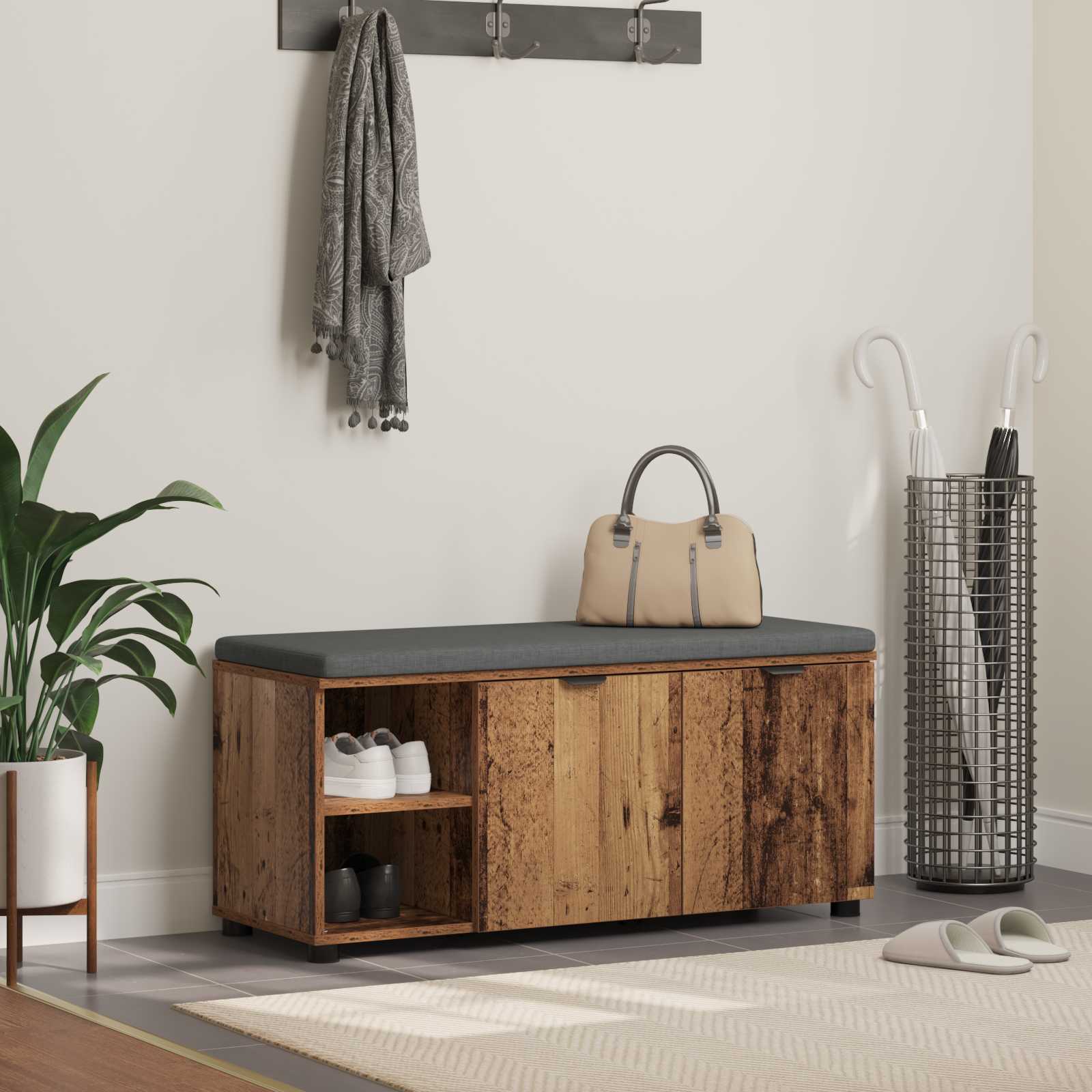 vidaXL Halbank met kussen Effen Wit 60 x 38 x 46 cm