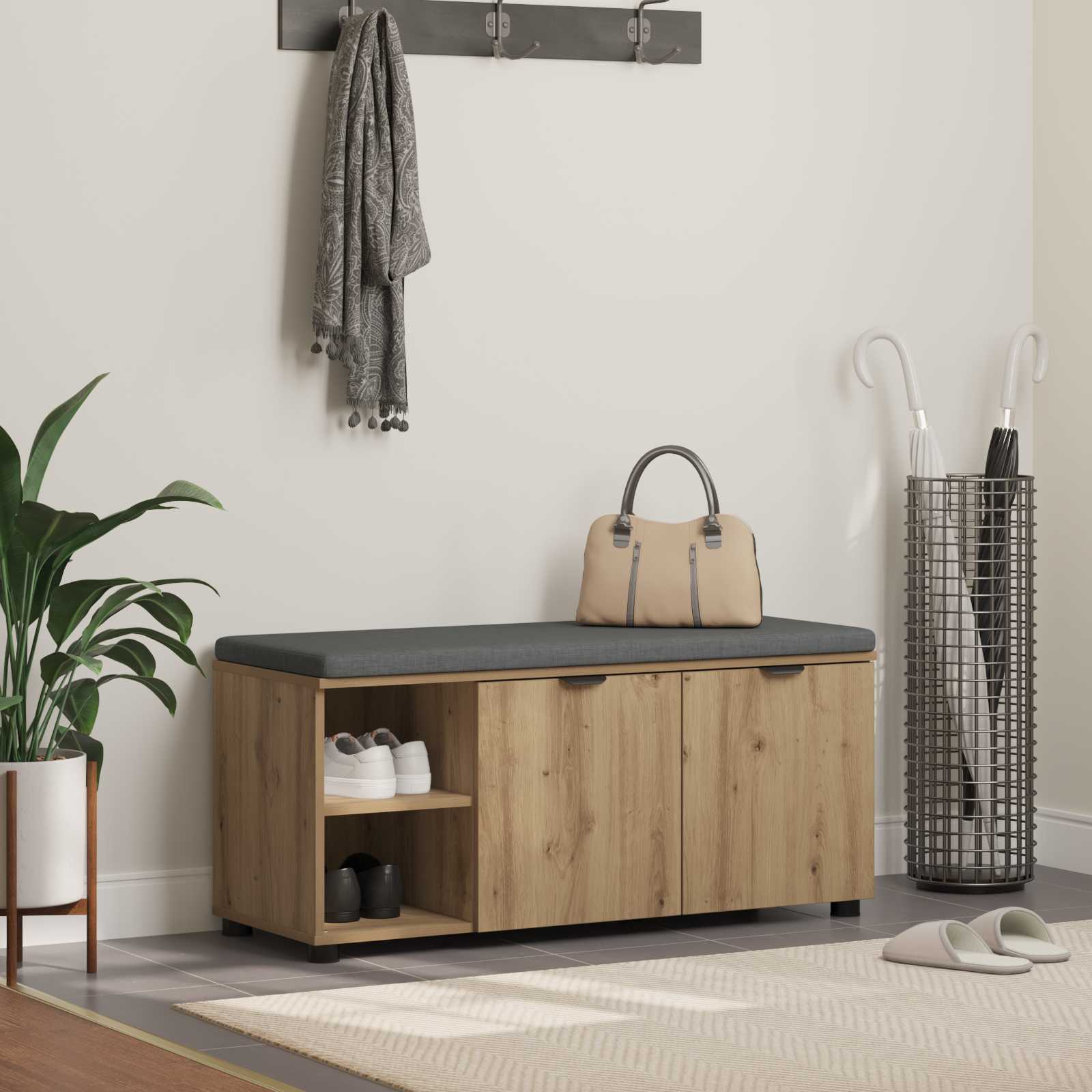 vidaXL Halbank met kussen Effen Wit 60 x 38 x 46 cm