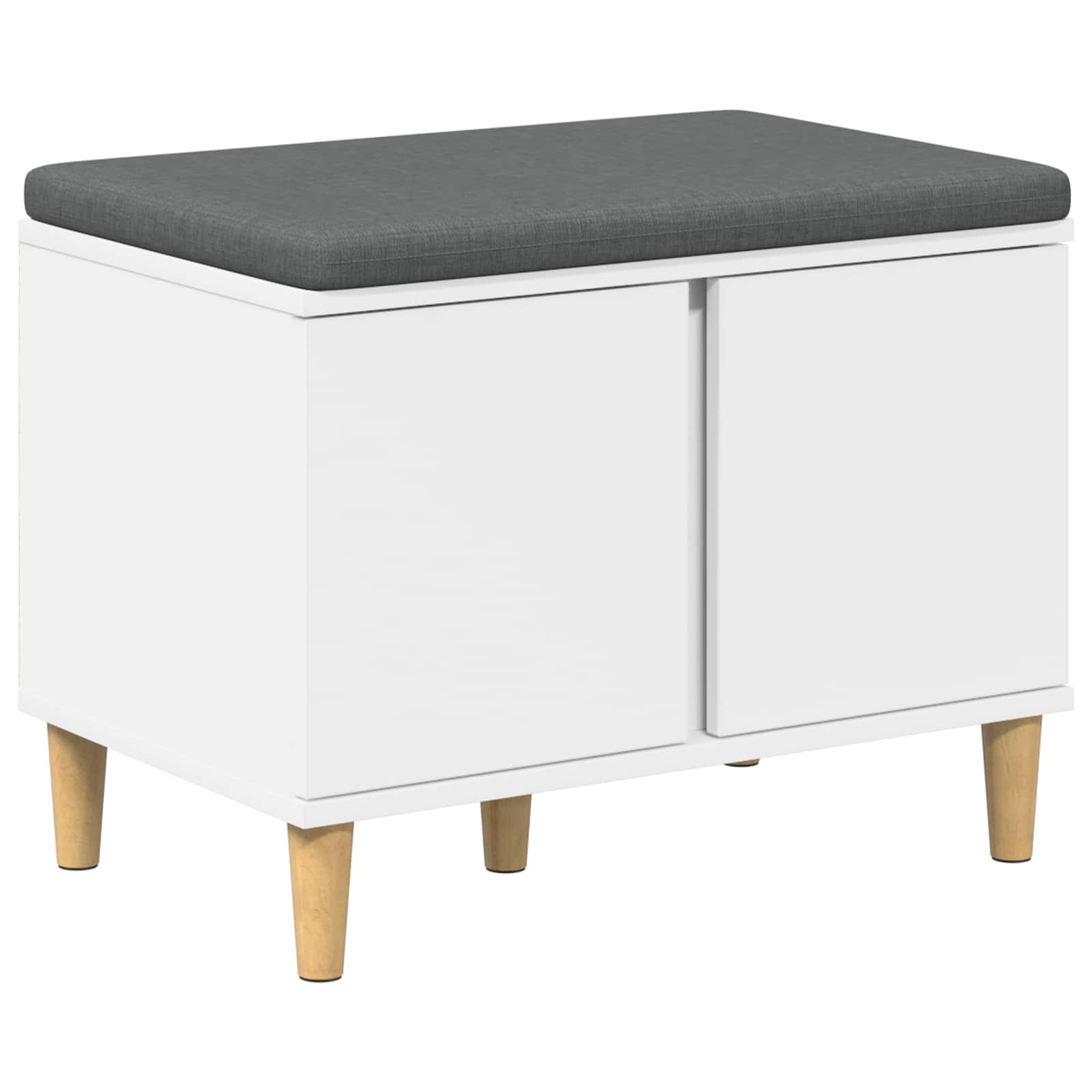 vidaXL Halbank met kussen met opslag met de deur Wit 60 x 38 x 46 cm