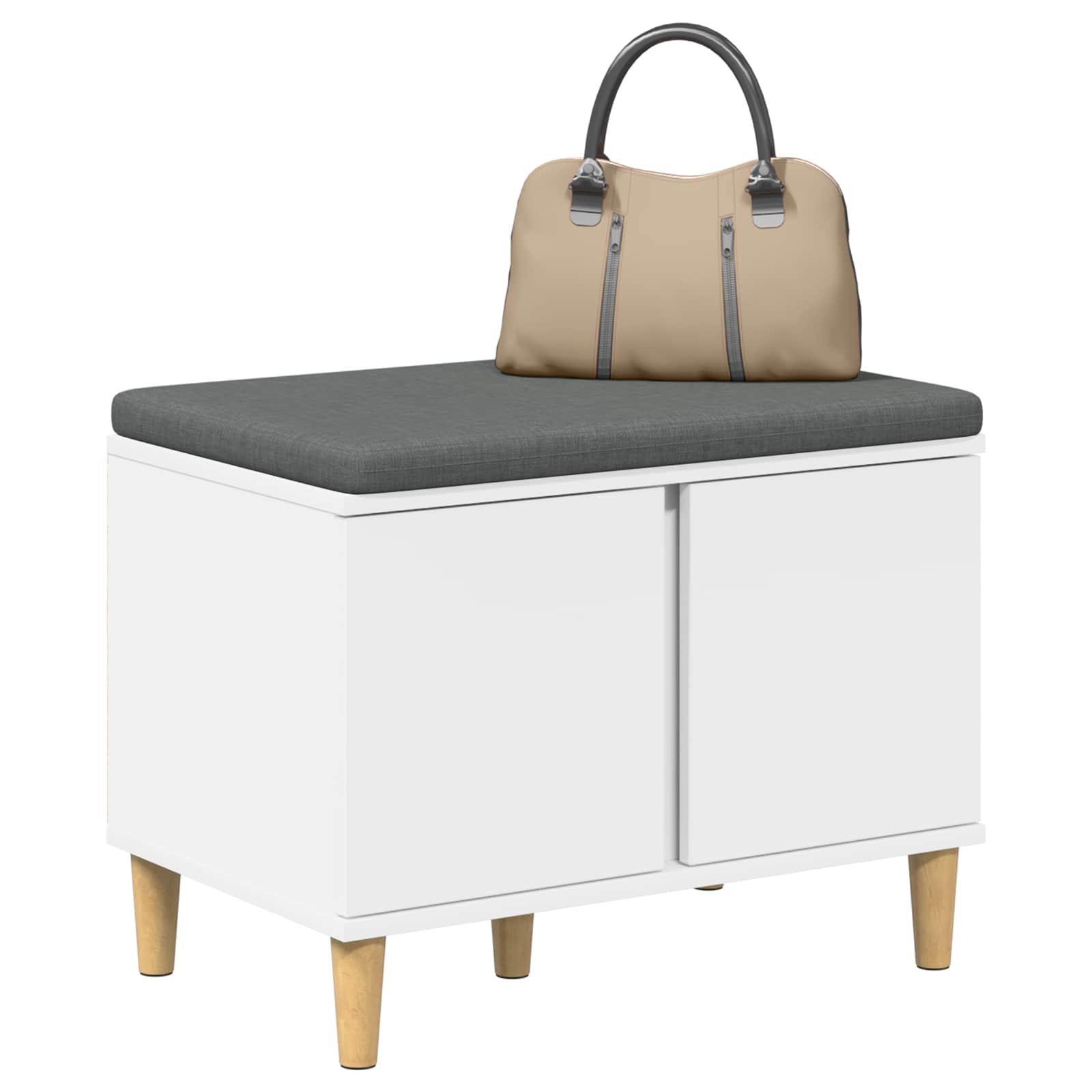 vidaXL Halbank met kussen met opslag met de deur Wit 60 x 38 x 46 cm