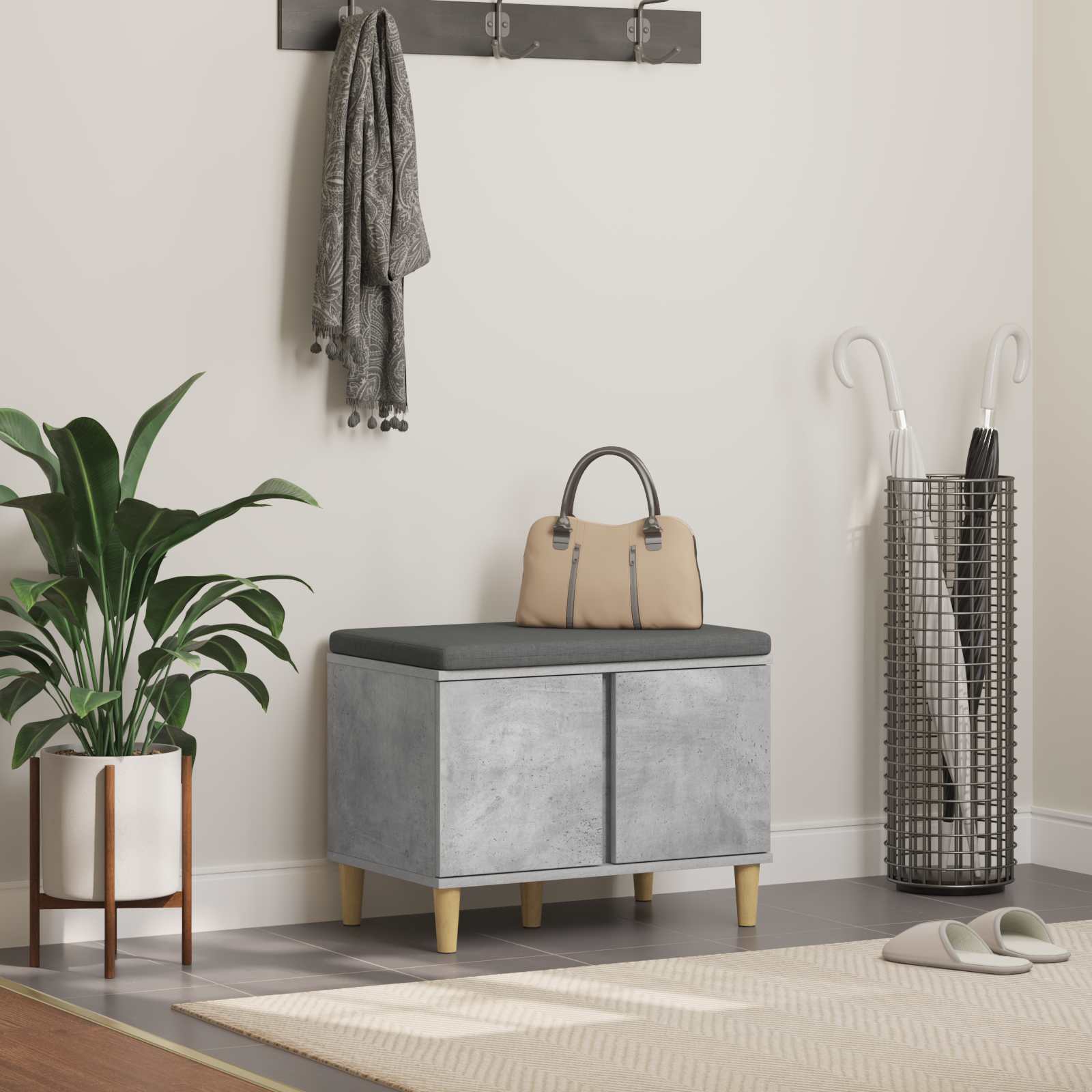 vidaXL Halbank met kussen met opslag met de deur Wit 60 x 38 x 46 cm