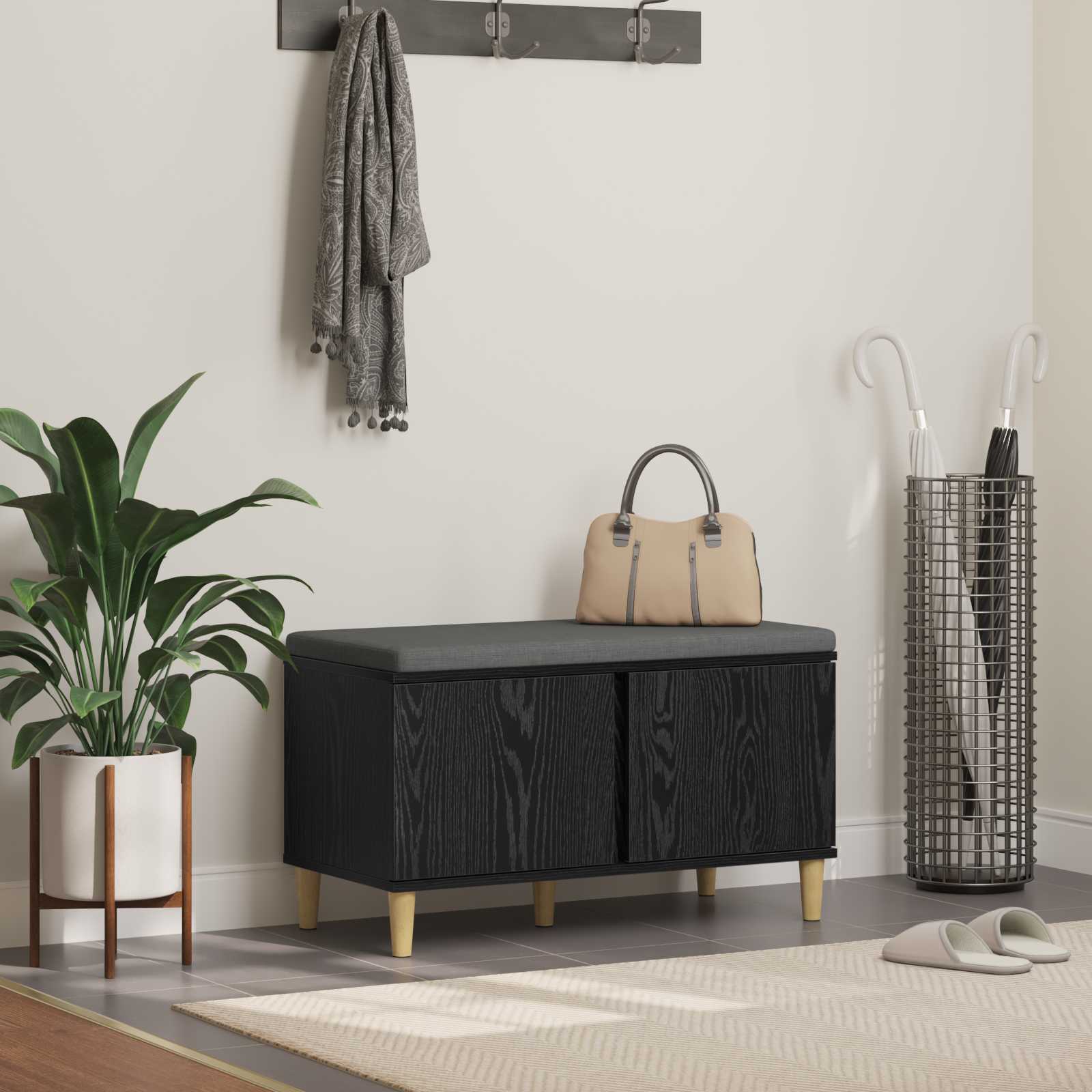 vidaXL Halbank met kussen met opslag met de deur Wit 60 x 38 x 46 cm
