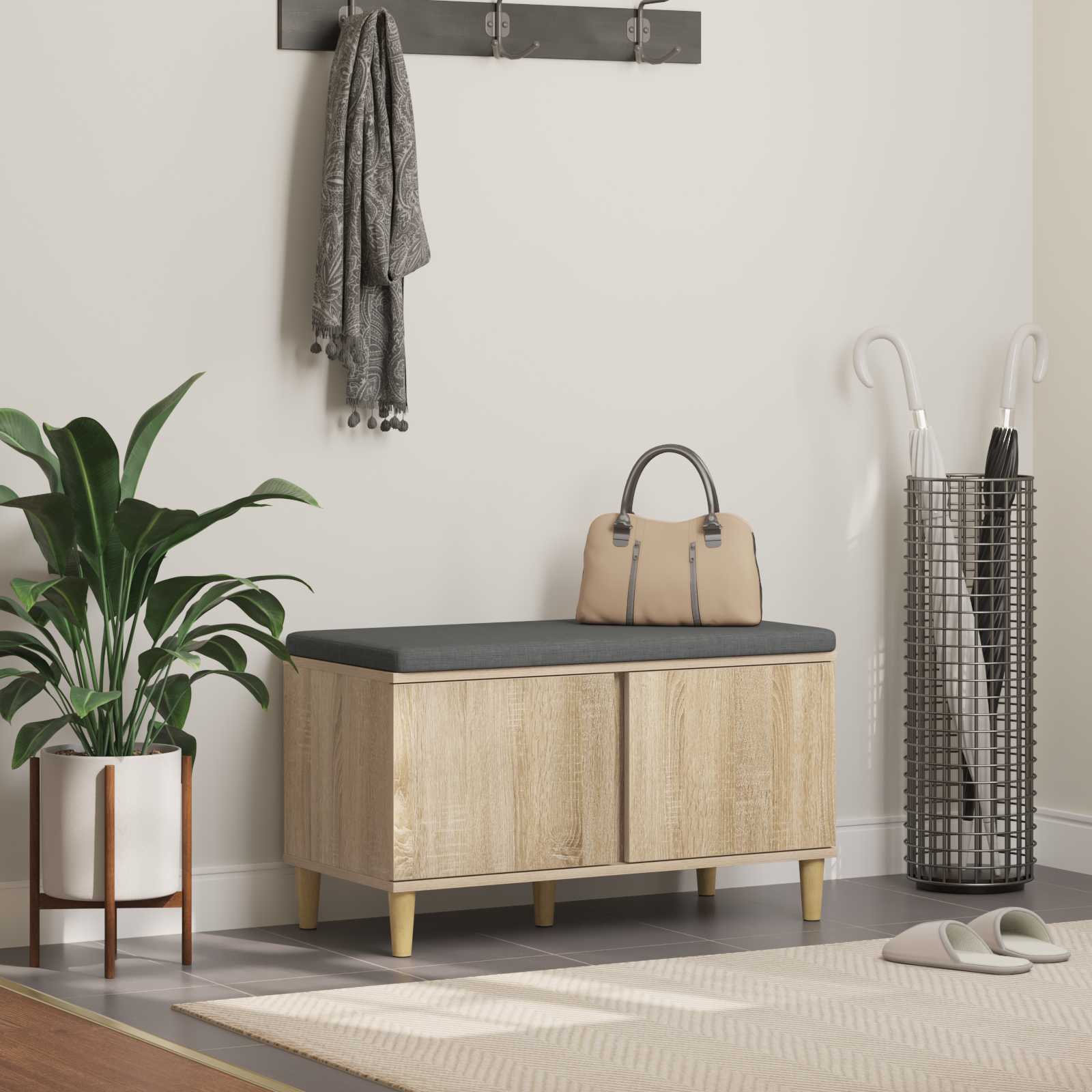 vidaXL Halbank met kussen met opslag met de deur Wit 60 x 38 x 46 cm