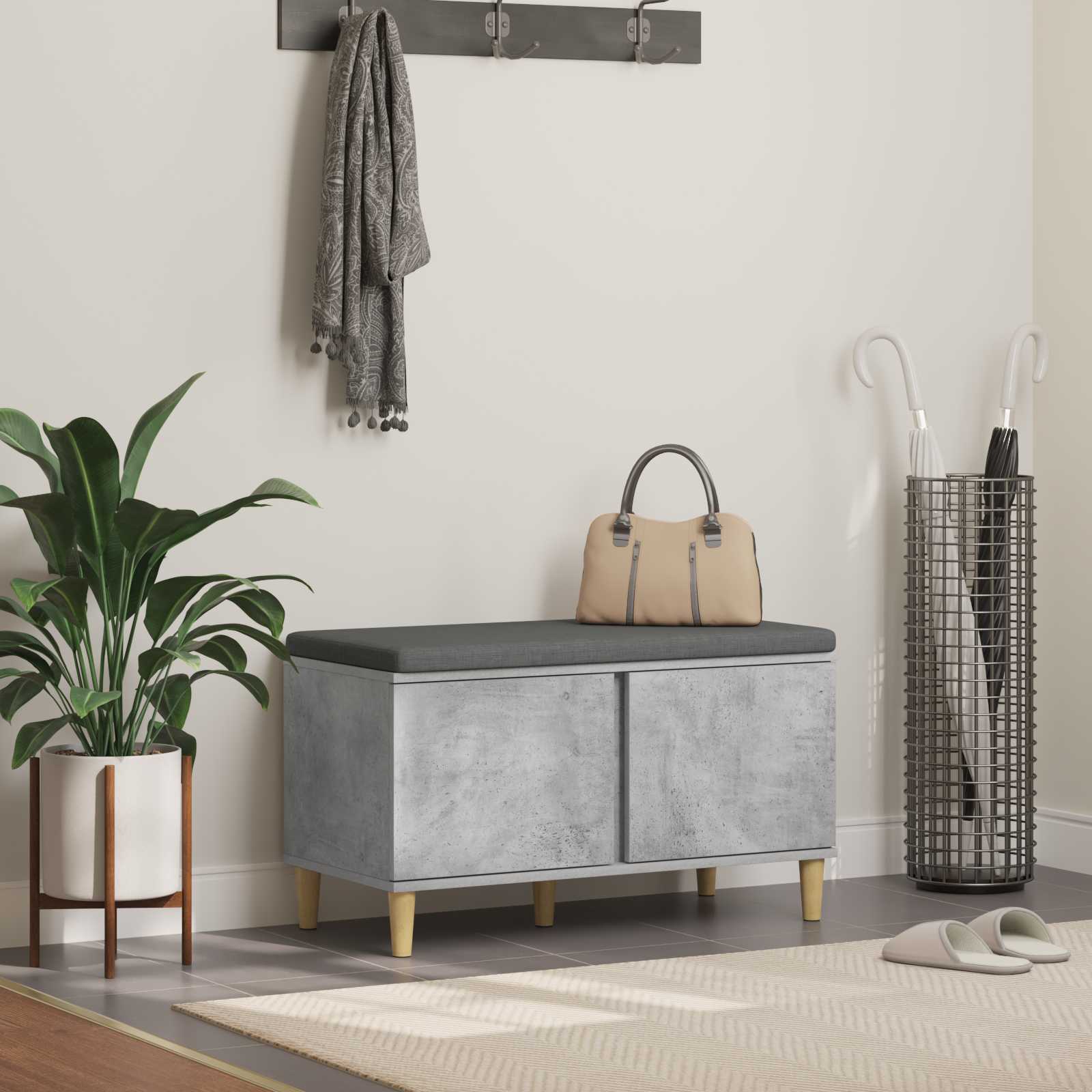 vidaXL Halbank met kussen met opslag met de deur Wit 60 x 38 x 46 cm