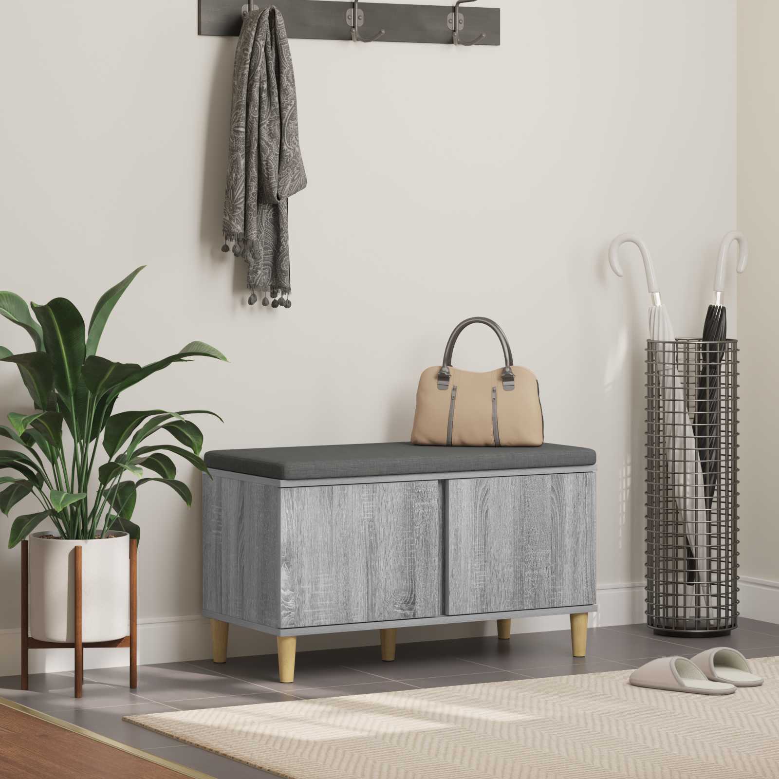 vidaXL Halbank met kussen met opslag met de deur Wit 60 x 38 x 46 cm