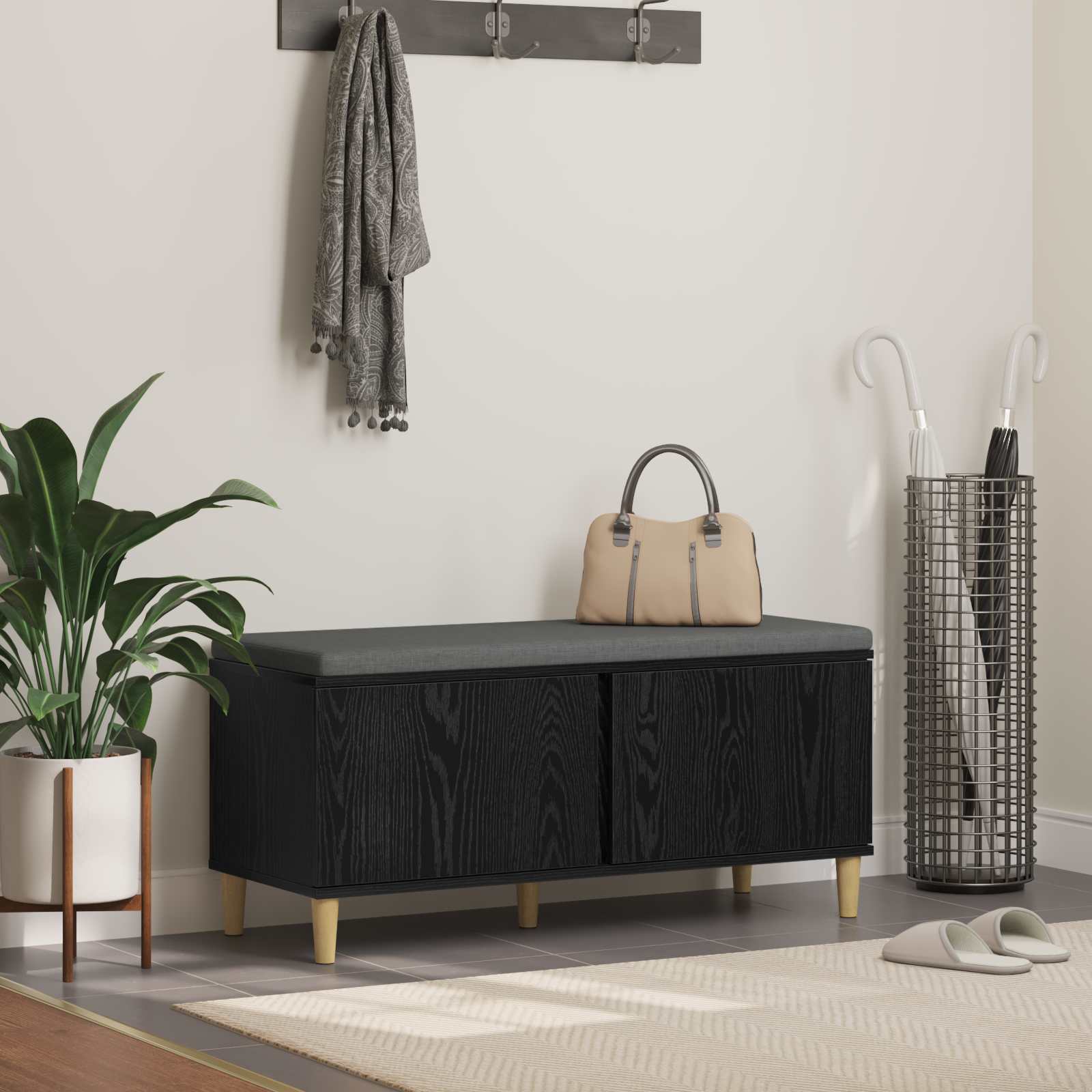 vidaXL Halbank met kussen met opslag met de deur Wit 60 x 38 x 46 cm