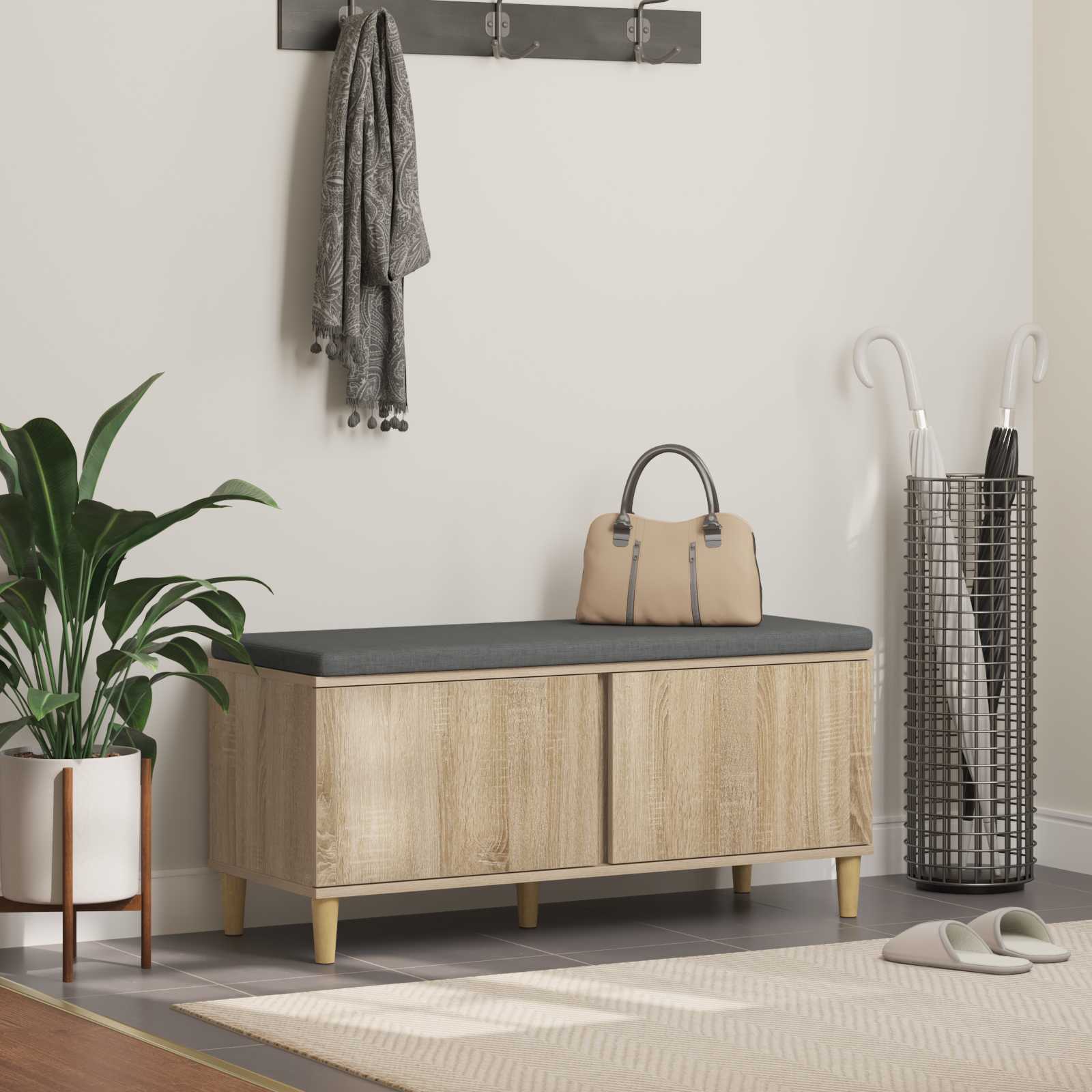 vidaXL Halbank met kussen met opslag met de deur Wit 60 x 38 x 46 cm