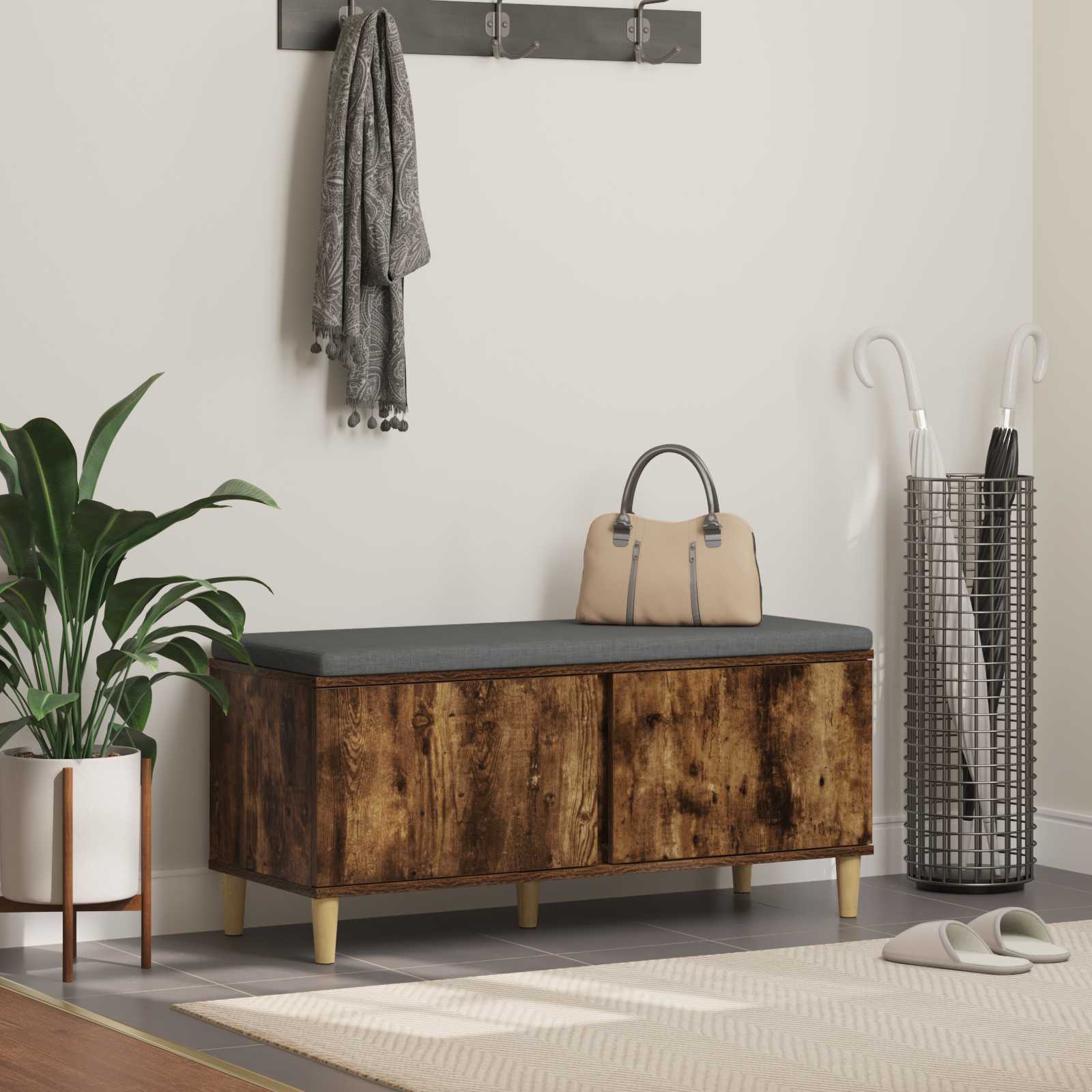 vidaXL Halbank met kussen met opslag met de deur Wit 60 x 38 x 46 cm