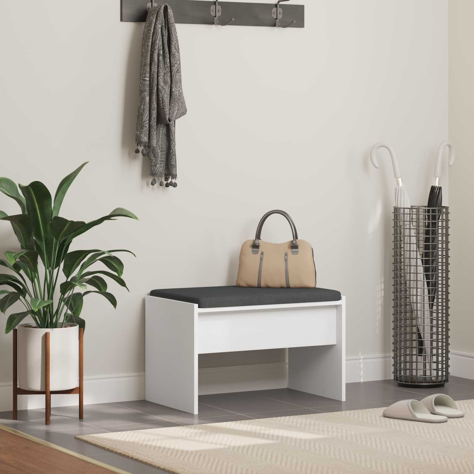 vidaXL Halbank met kussen Wit 60 x 38 x 46 cm