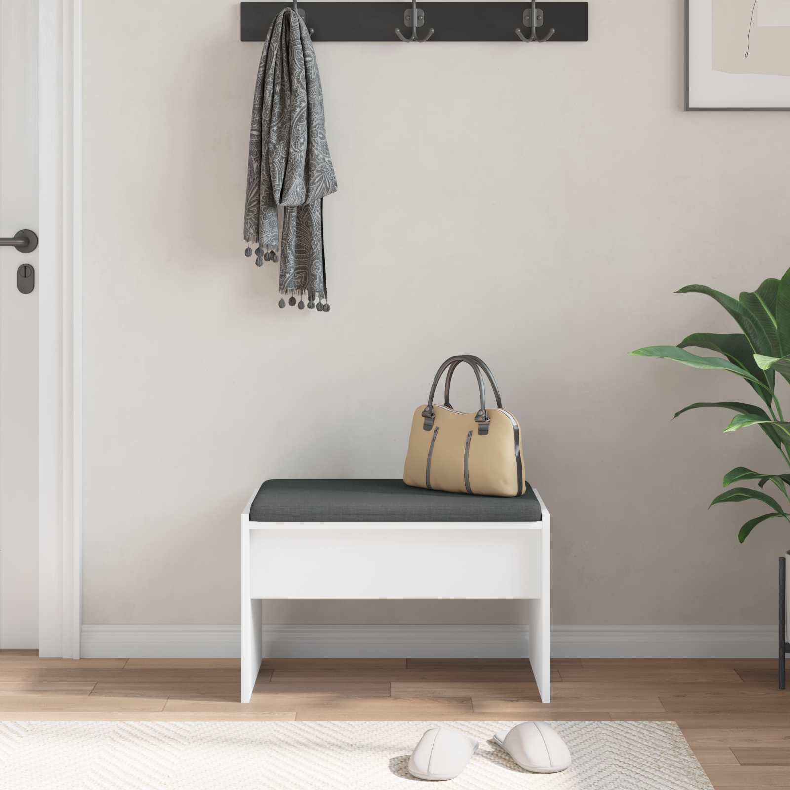 vidaXL Halbank met kussen Wit 60 x 38 x 46 cm