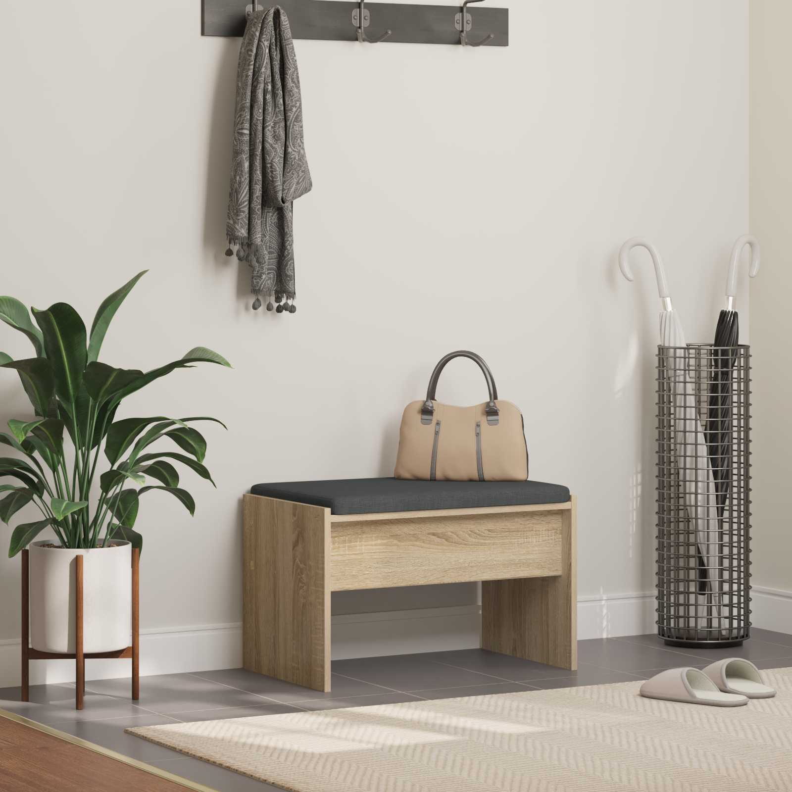 vidaXL Halbank met kussen Wit 60 x 38 x 46 cm