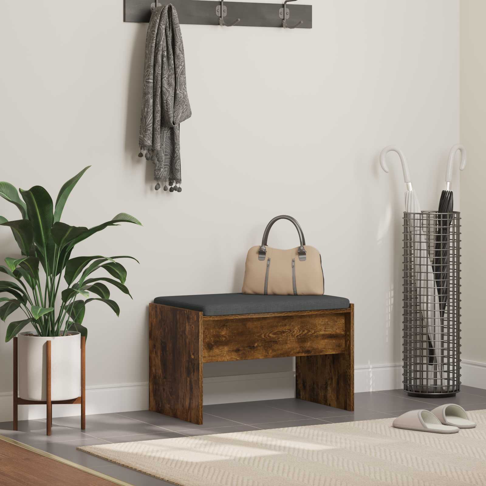 vidaXL Halbank met kussen Wit 60 x 38 x 46 cm