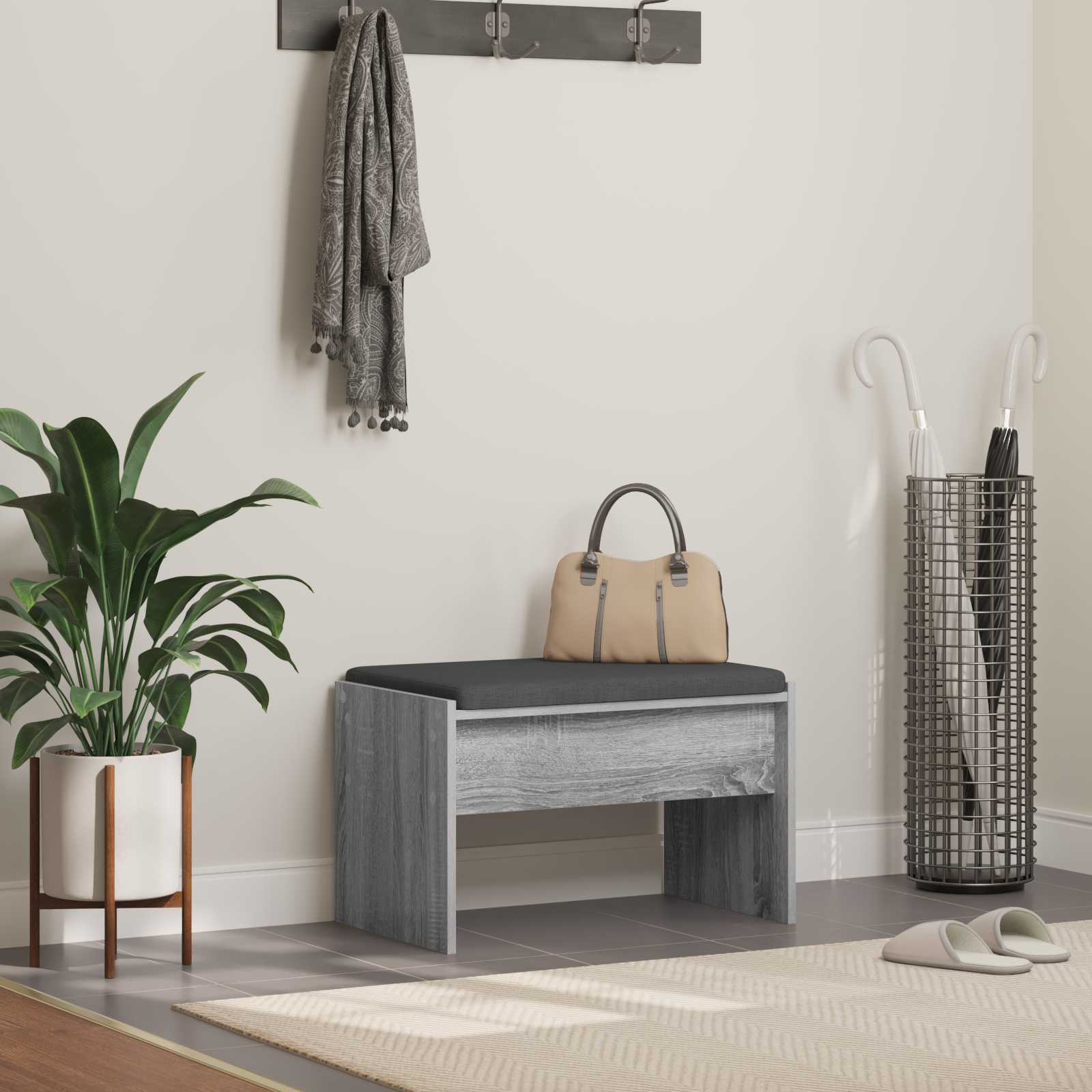 vidaXL Halbank met kussen Wit 60 x 38 x 46 cm