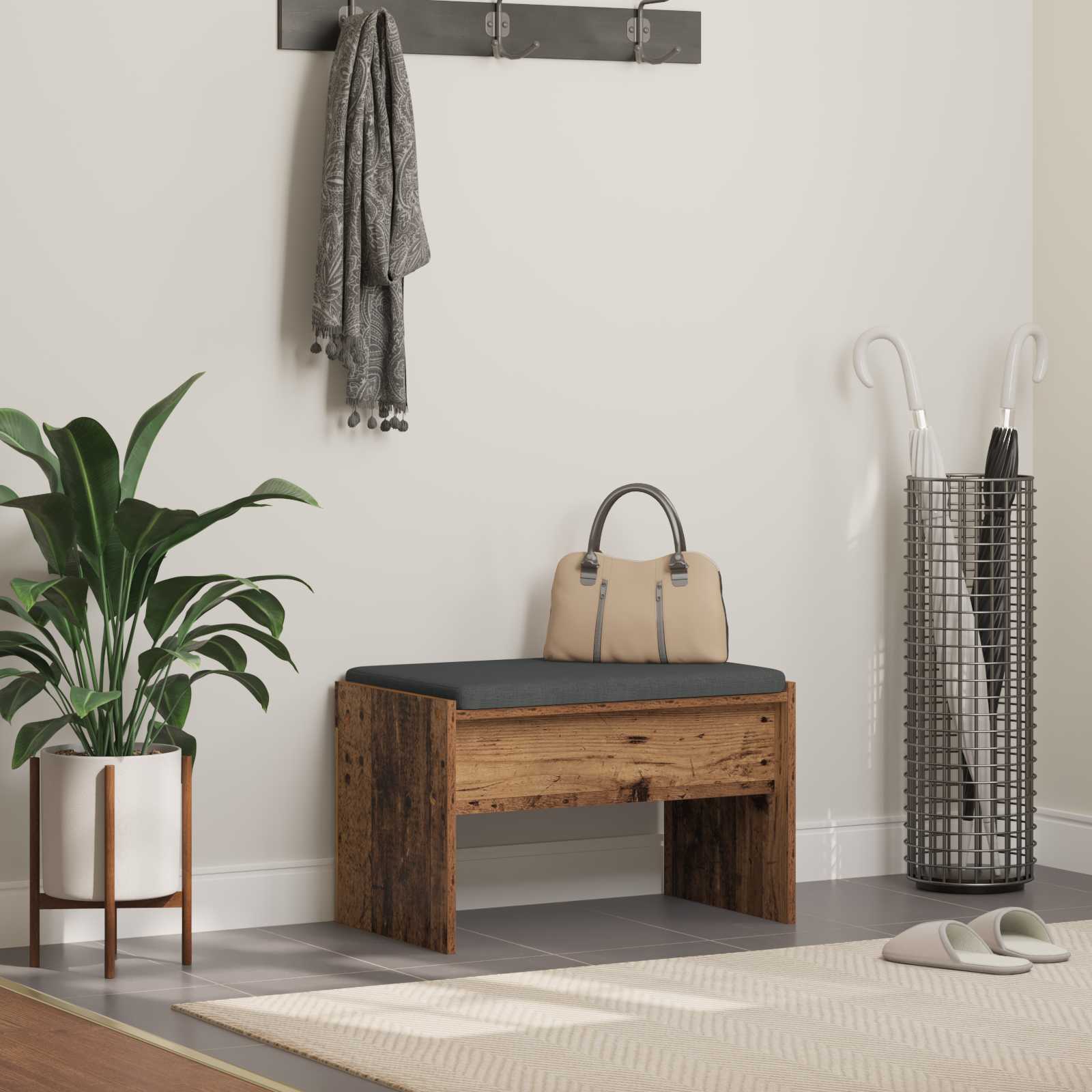 vidaXL Halbank met kussen Wit 60 x 38 x 46 cm