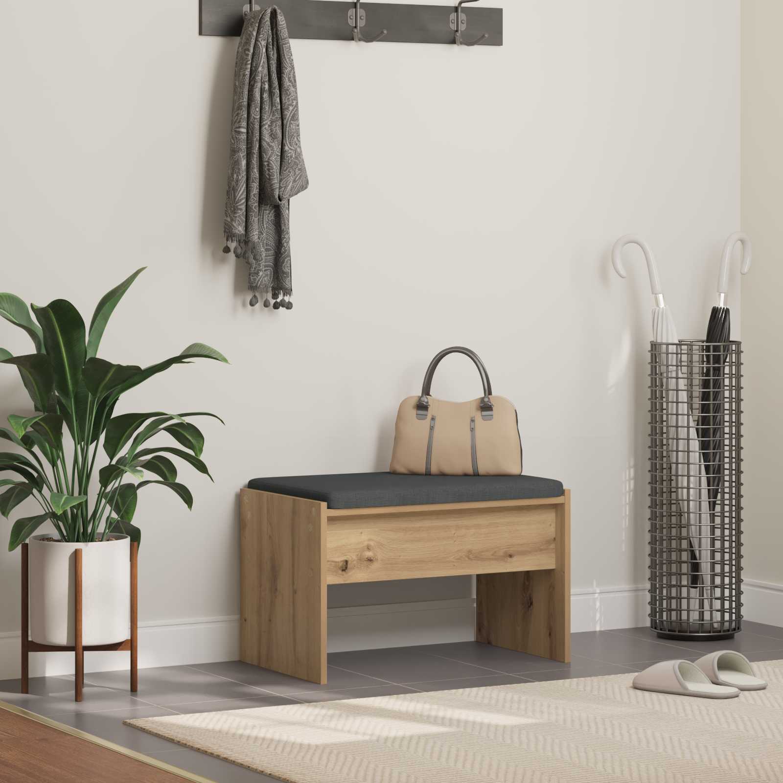vidaXL Halbank met kussen Wit 60 x 38 x 46 cm