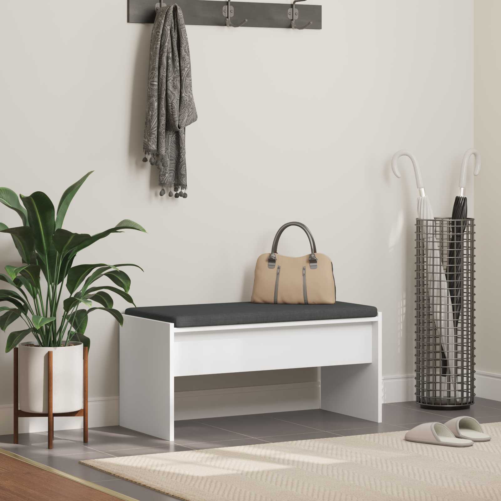 vidaXL Halbank met kussen Wit 60 x 38 x 46 cm