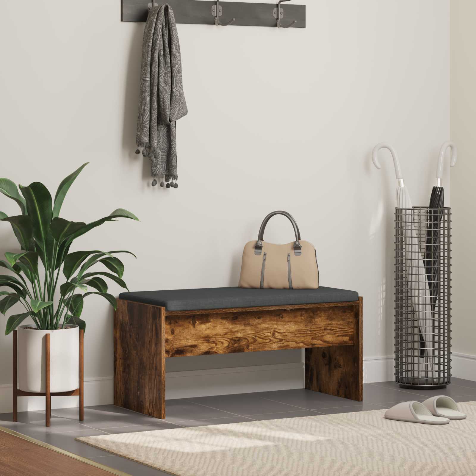 vidaXL Halbank met kussen Wit 60 x 38 x 46 cm