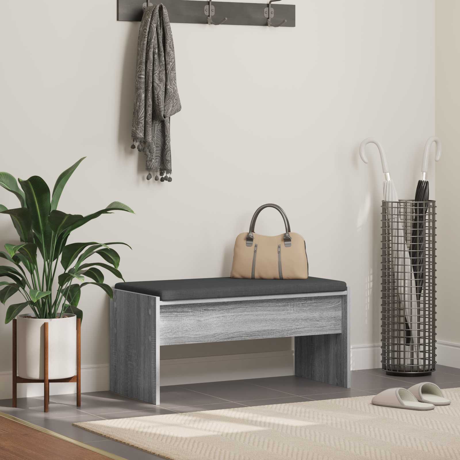 vidaXL Halbank met kussen Wit 60 x 38 x 46 cm