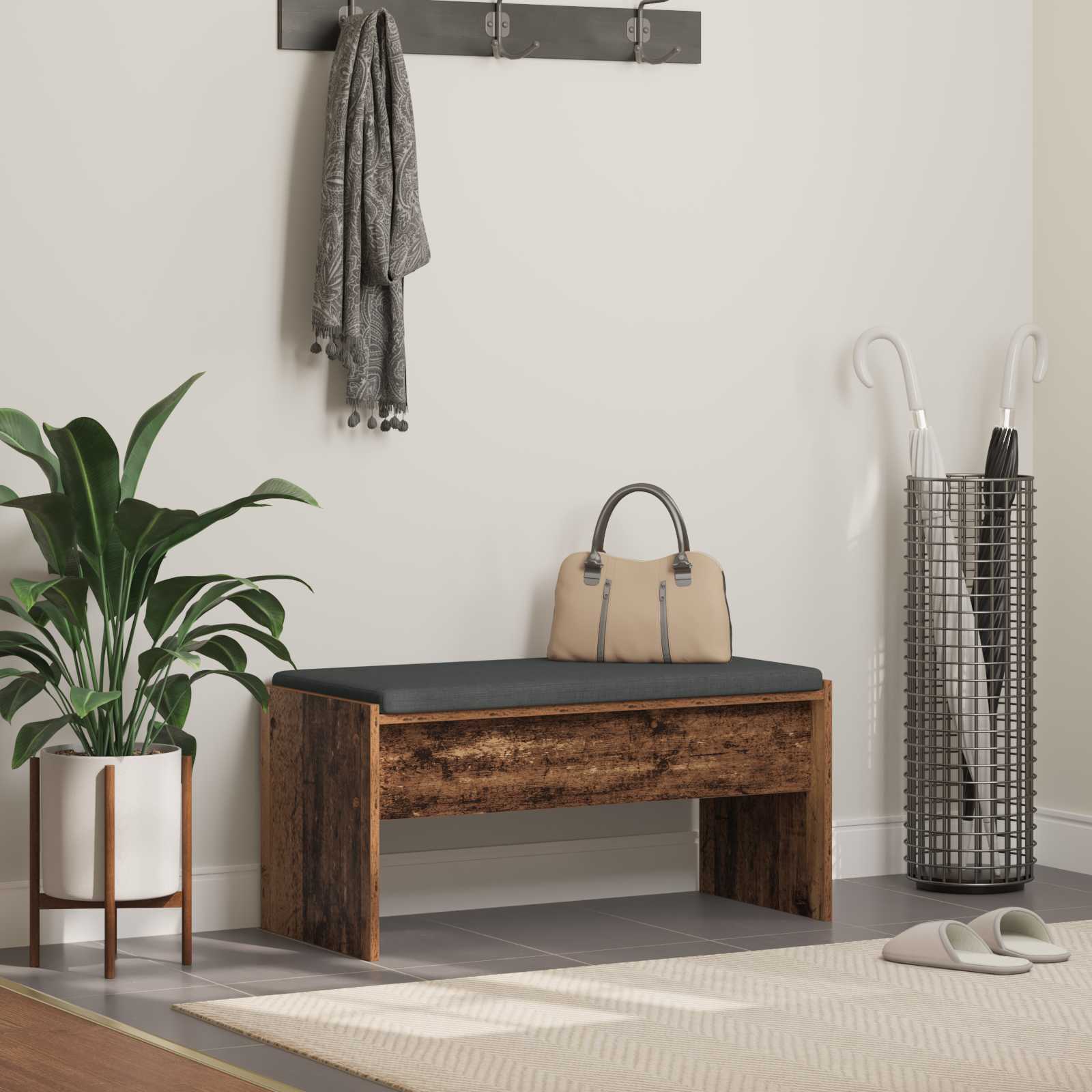 vidaXL Halbank met kussen Wit 60 x 38 x 46 cm