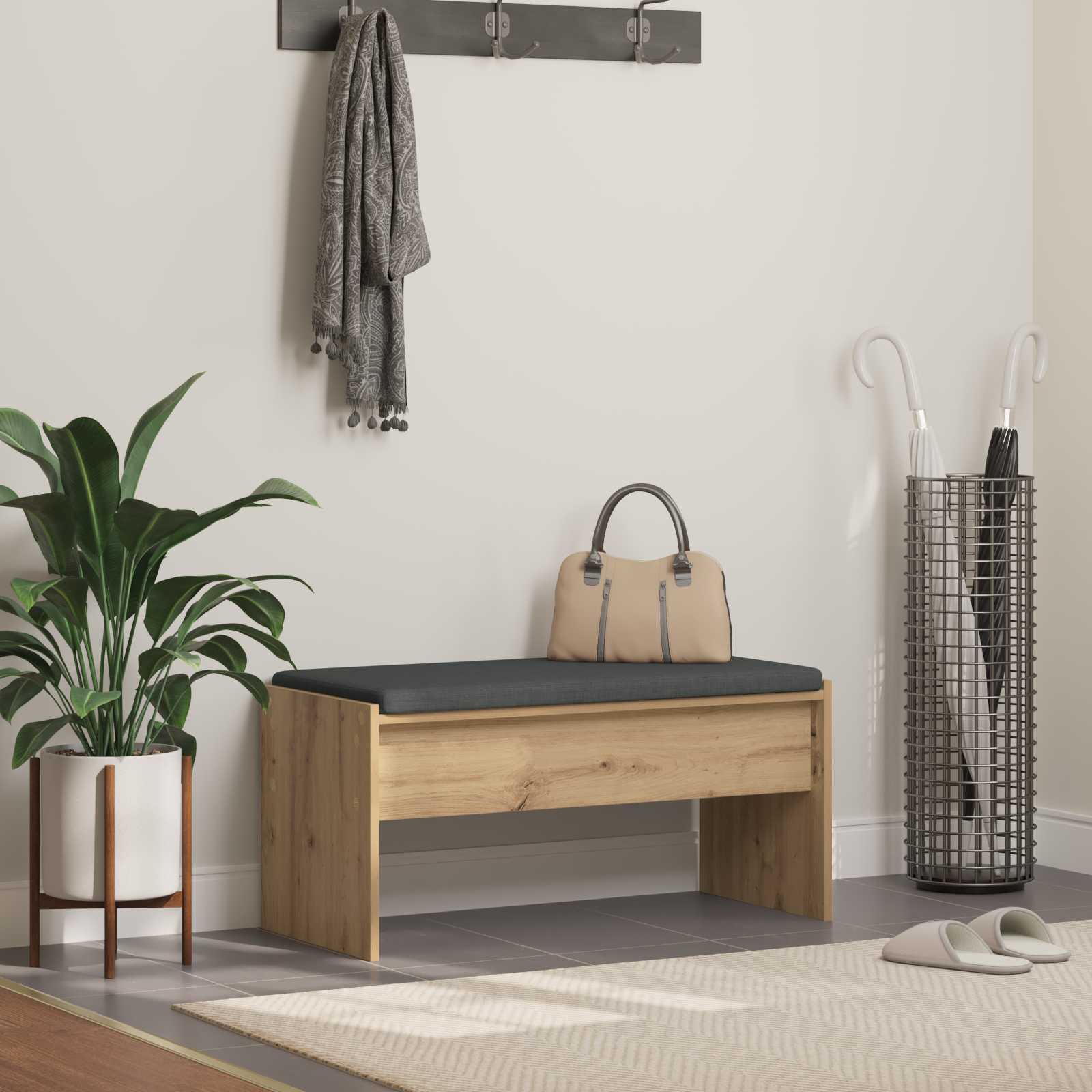 vidaXL Halbank met kussen Wit 60 x 38 x 46 cm