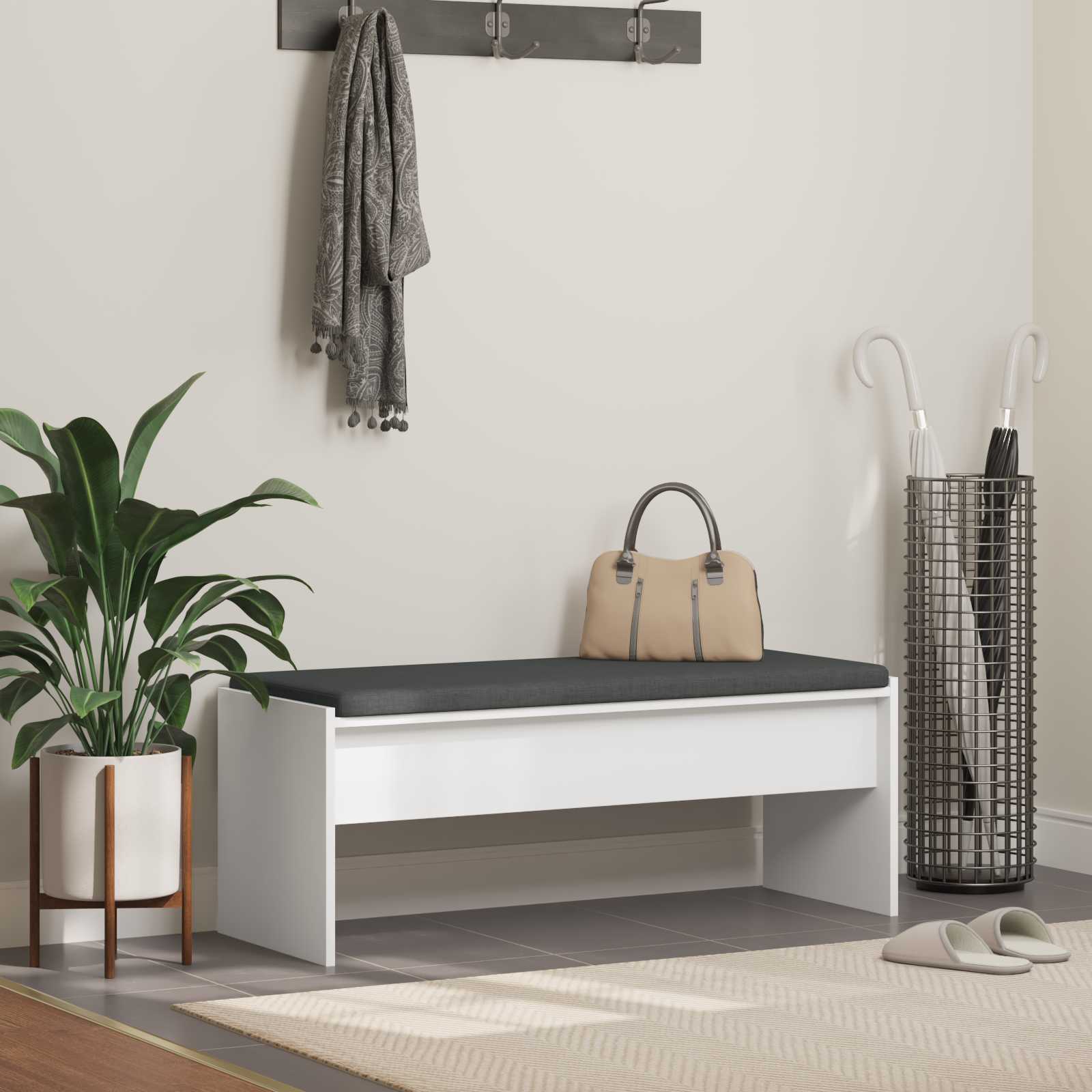 vidaXL Halbank met kussen Wit 60 x 38 x 46 cm